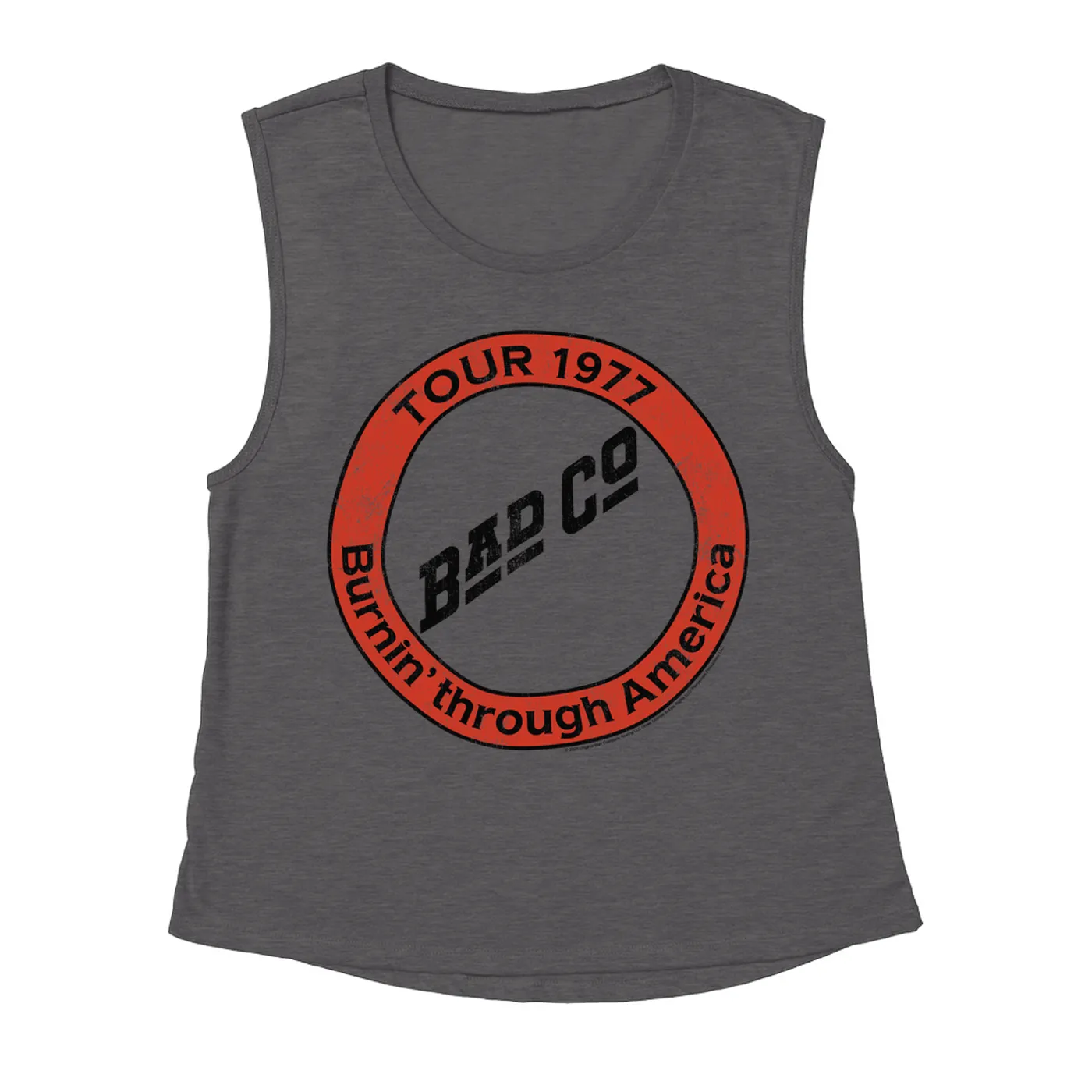 Bad Company Ladies' Muscle Tank Top | Burnin Sky Tour 1977 Distressed Bad Company Shirt