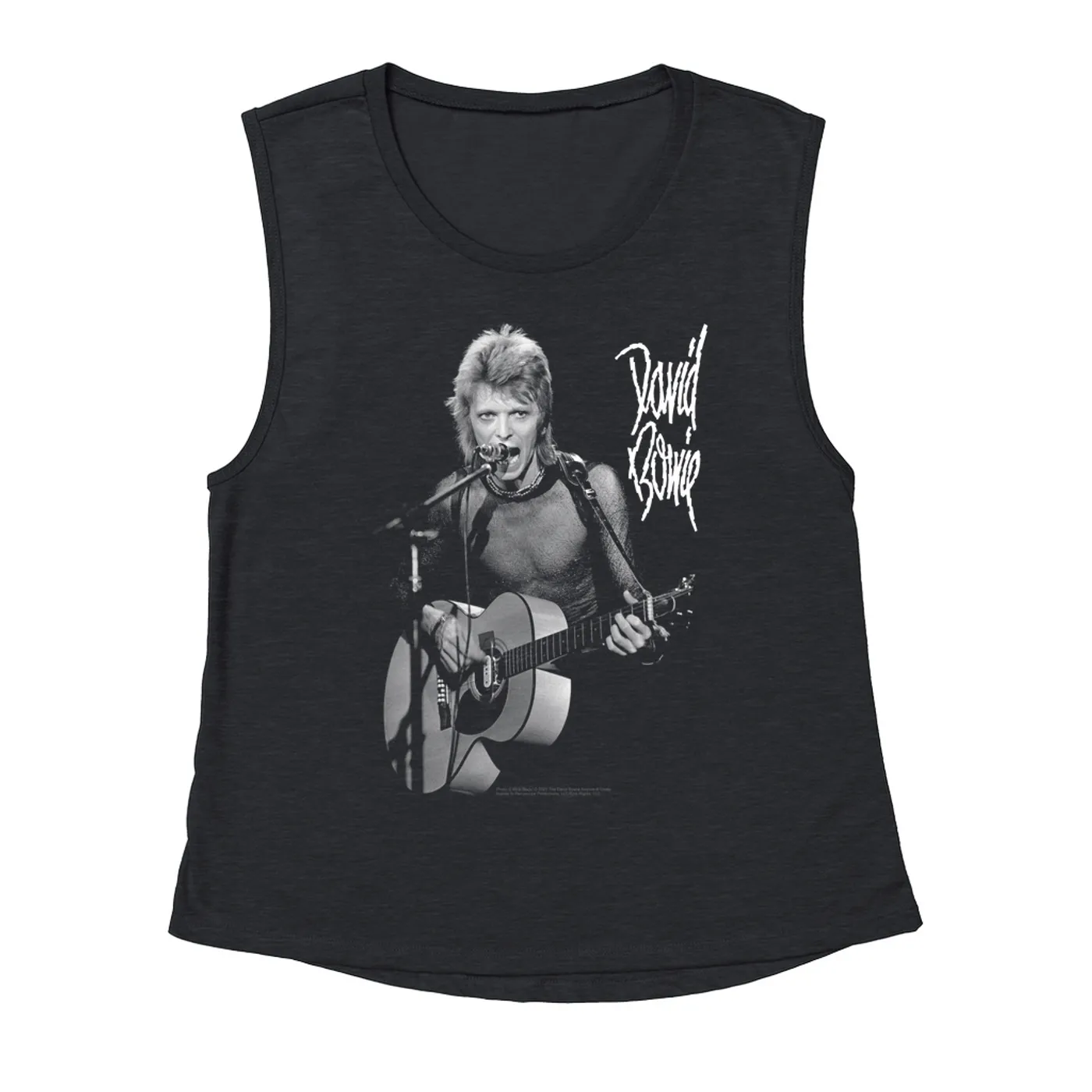 David Bowie Ladies' Muscle Tank Top | Mick Rock Photo In Concert David Bowie Shirt
