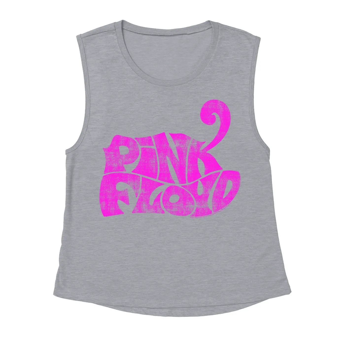 Pink Floyd Ladies' Muscle Tank Top | Groovy Logo Distressed Pink Pink Floyd Shirt