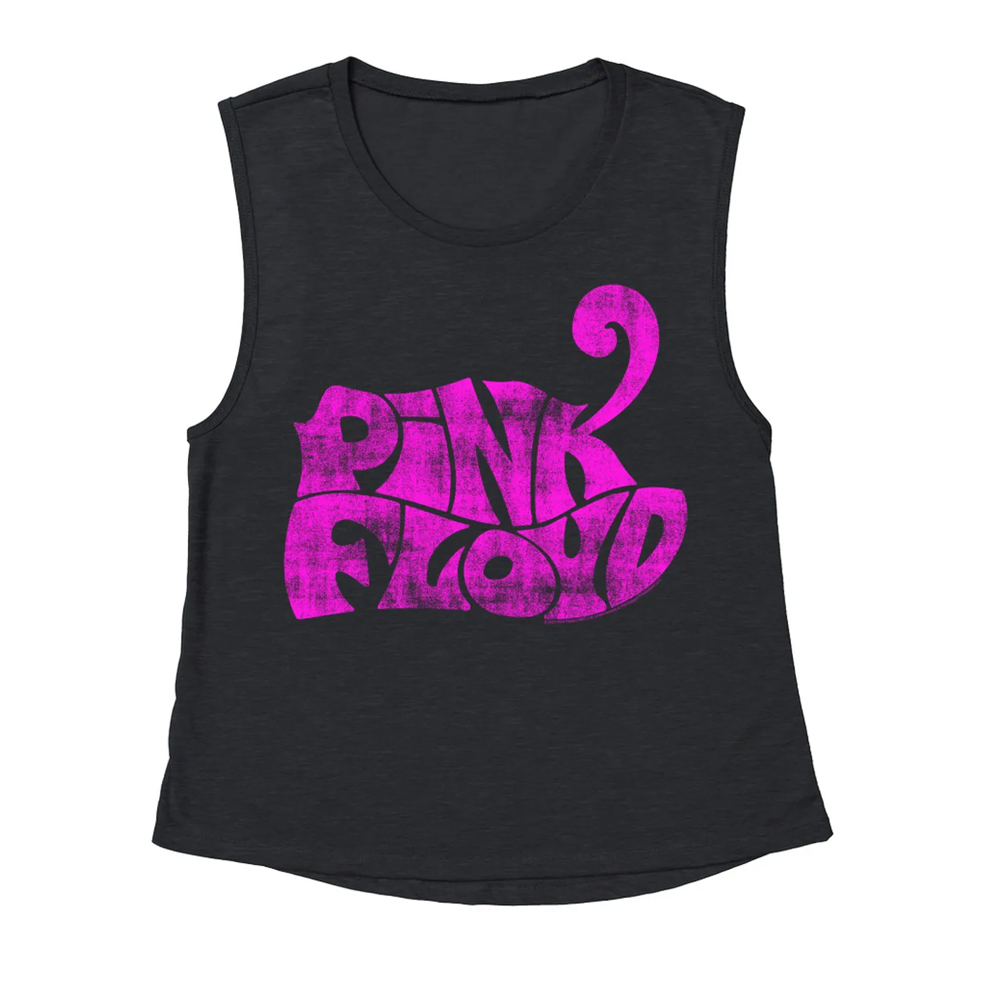 Pink Floyd Ladies' Muscle Tank Top | Groovy Logo Distressed Pink Pink Floyd Shirt