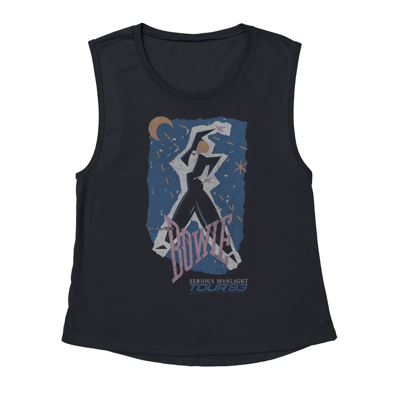 David Bowie Ladies' Muscle Tank Top | Serious Moonlight Tour 1983 Design David Bowie Shirt