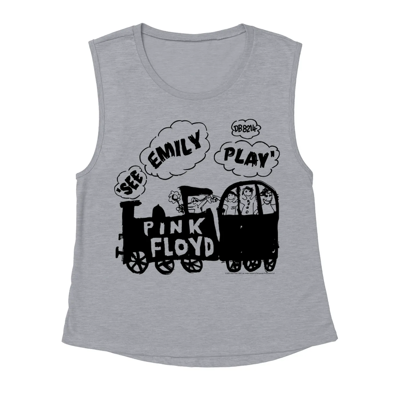 Pink Floyd Ladies' Muscle Tank Top | See Emily Play Train Sketch Pink Floyd Shirt