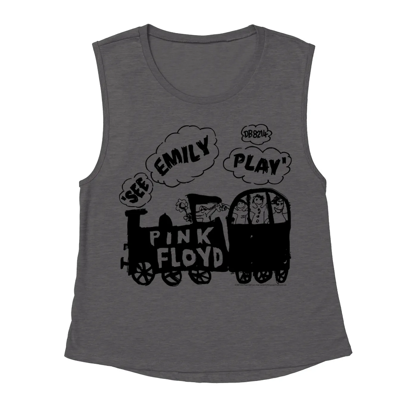 Pink Floyd Ladies' Muscle Tank Top | See Emily Play Train Sketch Pink Floyd Shirt