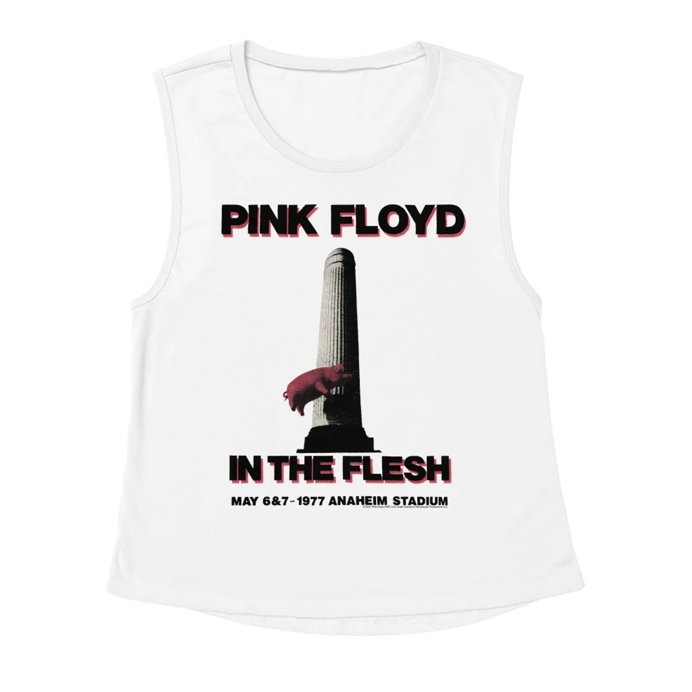 Pink Floyd Ladies' Muscle Tank Top | In The Flesh 1977 Anaheim Stadium Concert Pink Floyd Shirt