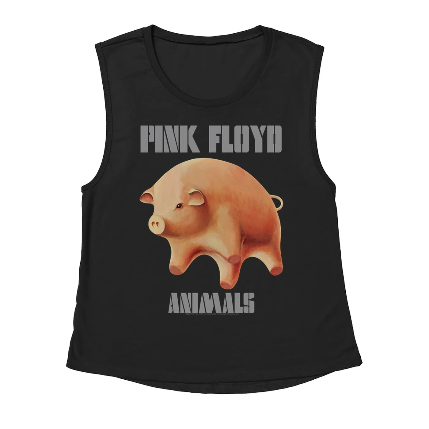 Pink Floyd Ladies' Muscle Tank Top | Animals Album Pig Logo Pink Floyd Shirt