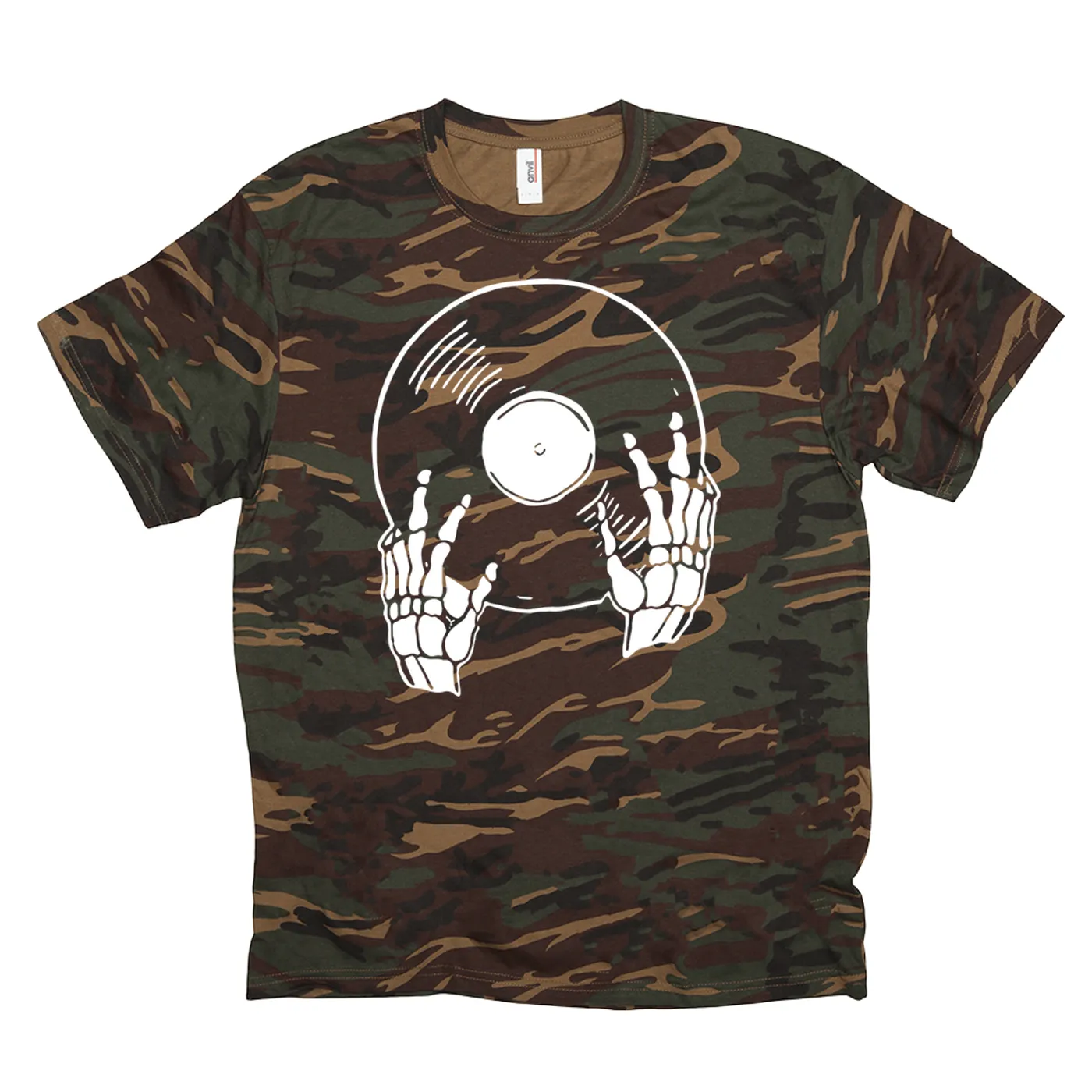 Merchbar Music Life Camo Shirt | Skeletons Spin Vinyl Too Merchbar Music Life Shirt