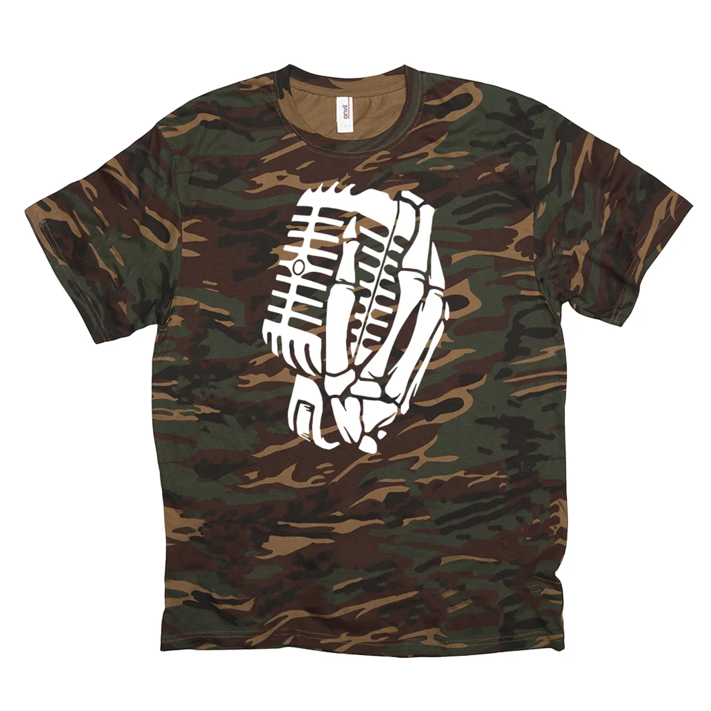 Merchbar Music Life Camo Shirt | Skelehands On The Mic Merchbar Music Life Shirt
