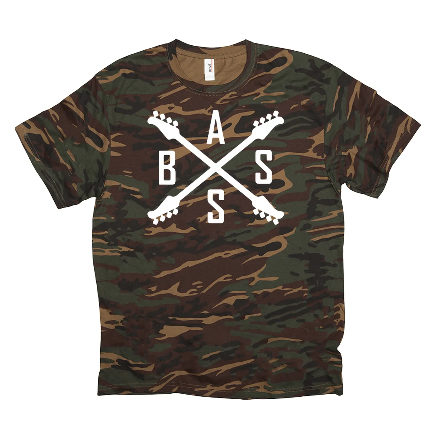 Merchbar Music Life Camo Shirt | Bass Player Emblem Merchbar Music Life Shirt
