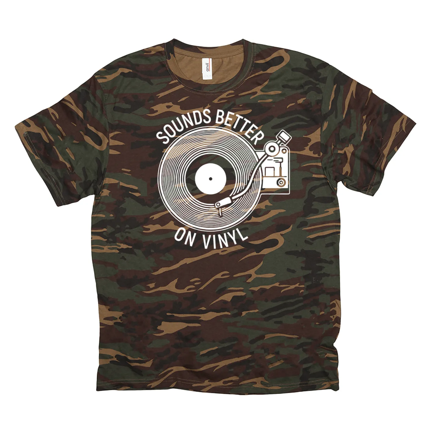 Merchbar Music Life Camo Shirt | Vinyl Sounds Better Merchbar Music Life Shirt