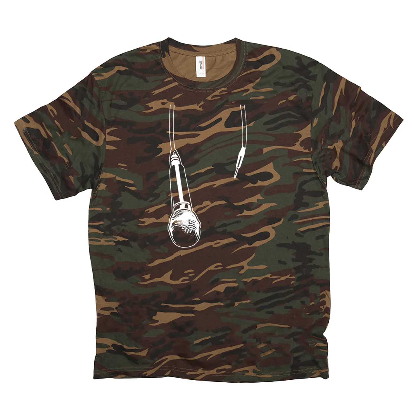 Merchbar Music Life Camo Shirt | Let The Mic Hang Merchbar Music Life Shirt