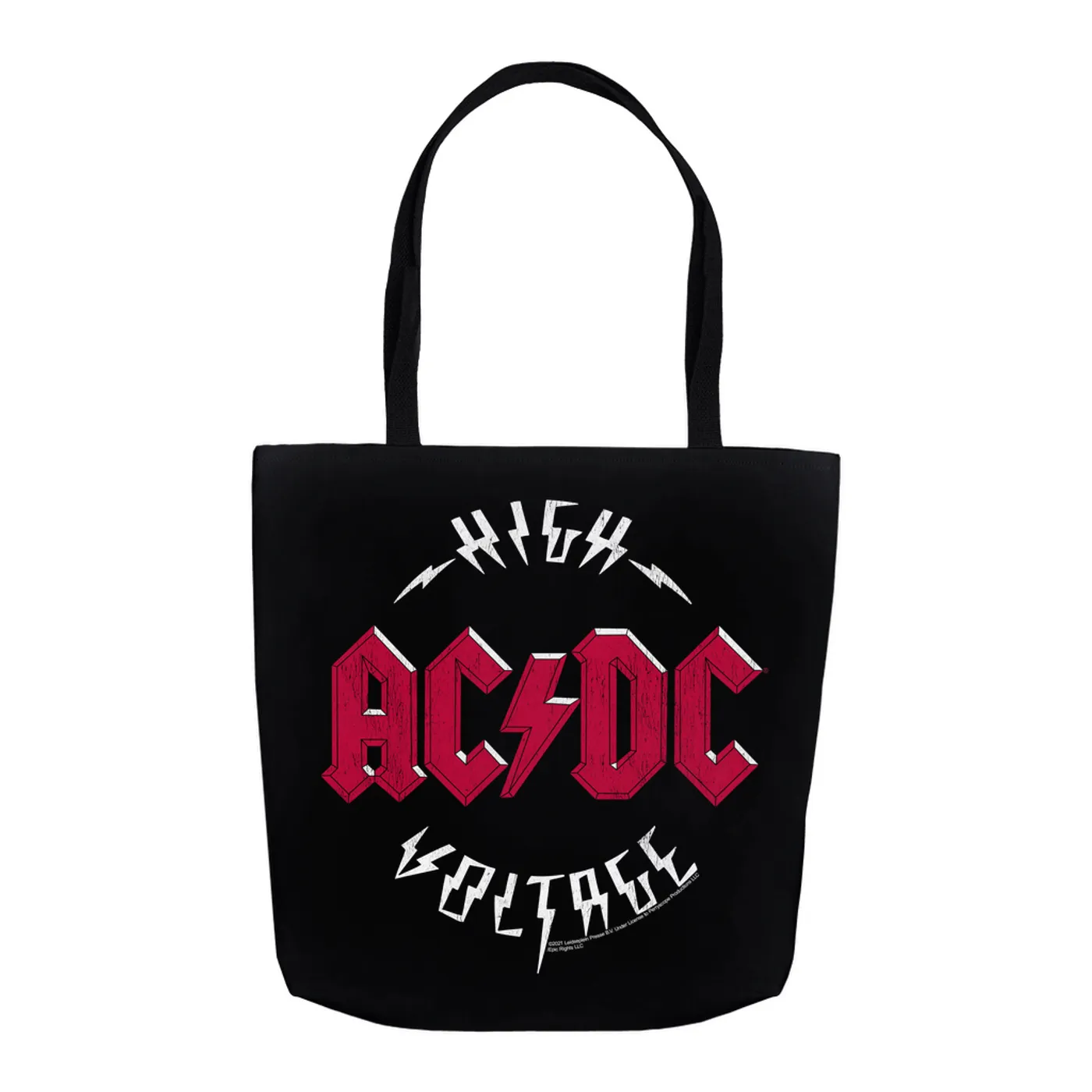 AC/DC Tote Bag | High Voltage Red Logo Distressed ACDC Bag (Merchbar Exclusive)