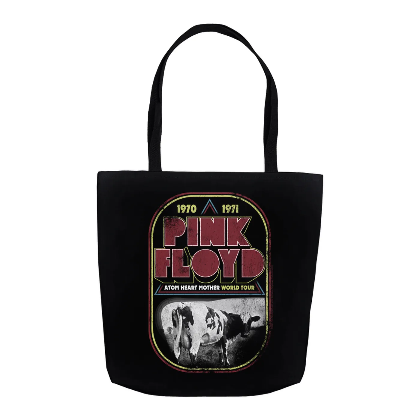 Pink Floyd Tote Bag | Atom Heart Mother World Tour Design Distressed Pink Floyd Bag (Merchbar Exclusive)