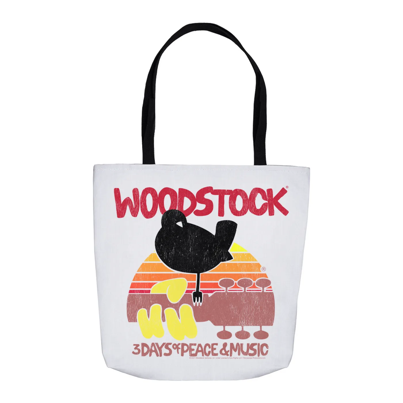 Woodstock Tote Bag | Bird And Guitar Woodstock Sunset Woodstock Bag (Merchbar Exclusive)