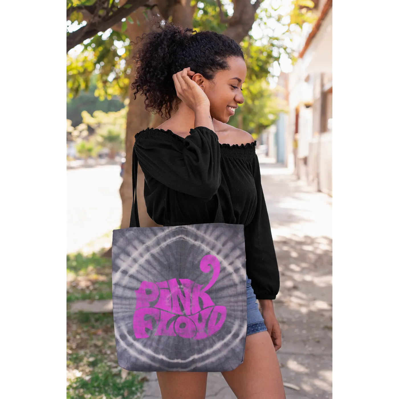 Pink Floyd Tote Bag | Groovy Logo Distressed Pink Pink Floyd Bag (Merchbar Exclusive)