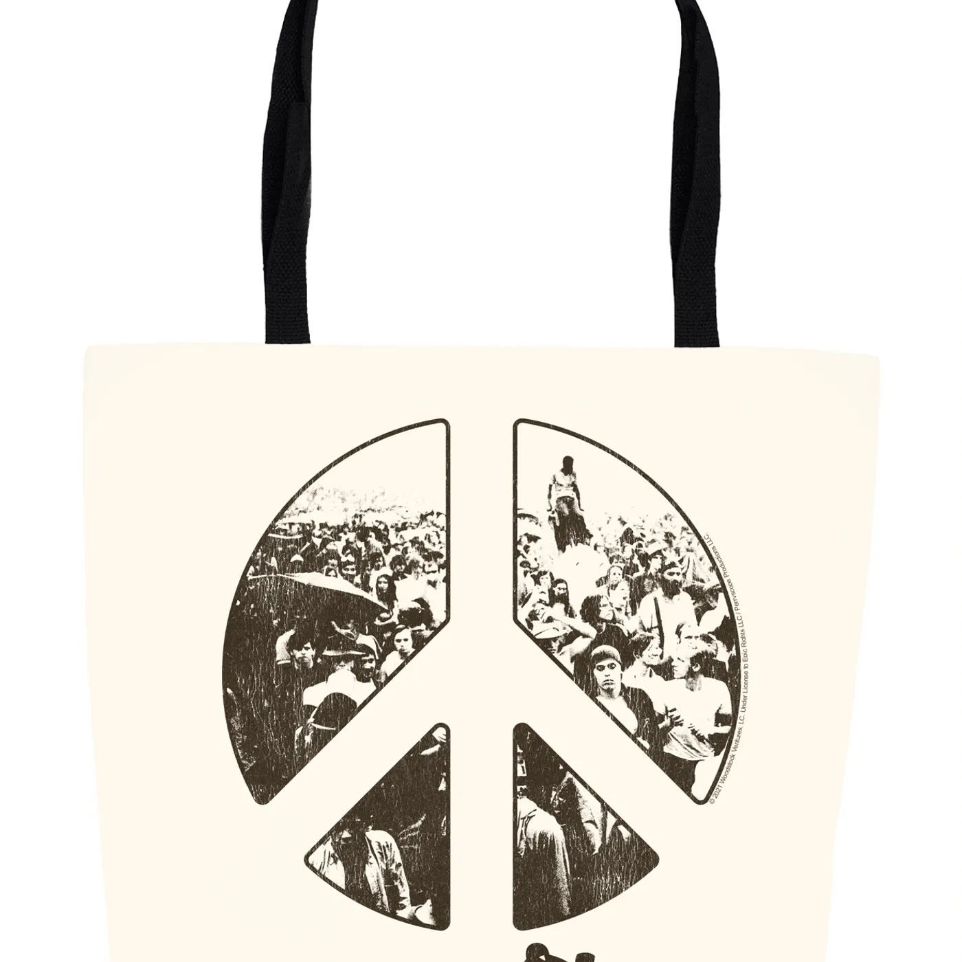 Woodstock Tote Bag | Crowd Photo Peace Sign Woodstock Bag (Merchbar Exclusive)
