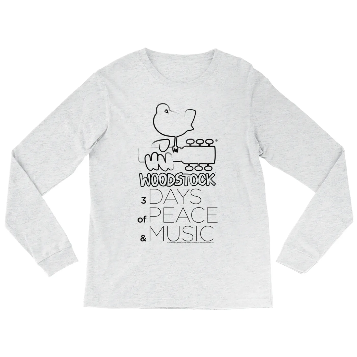 Woodstock Heather Long Sleeve Shirt | 3 Days Of Peace And Music Drawing Woodstock Shirt