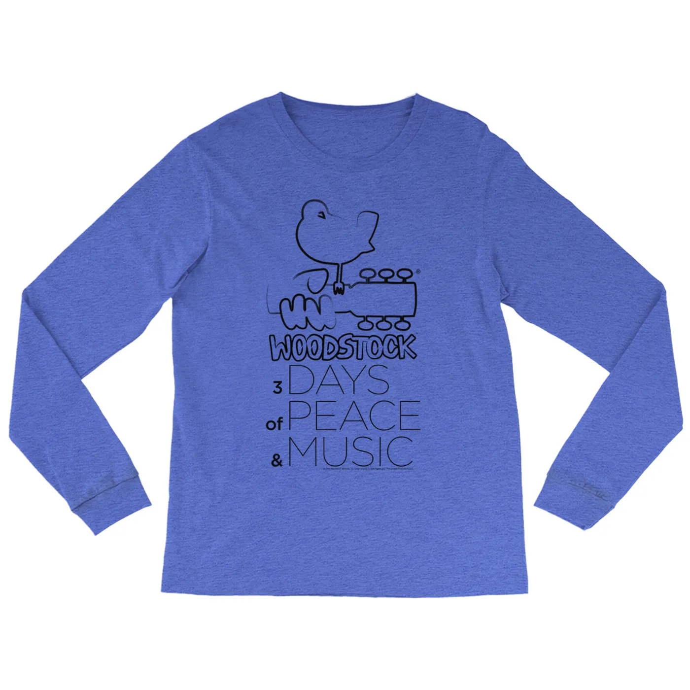 Woodstock Heather Long Sleeve Shirt | 3 Days Of Peace And Music Drawing Woodstock Shirt