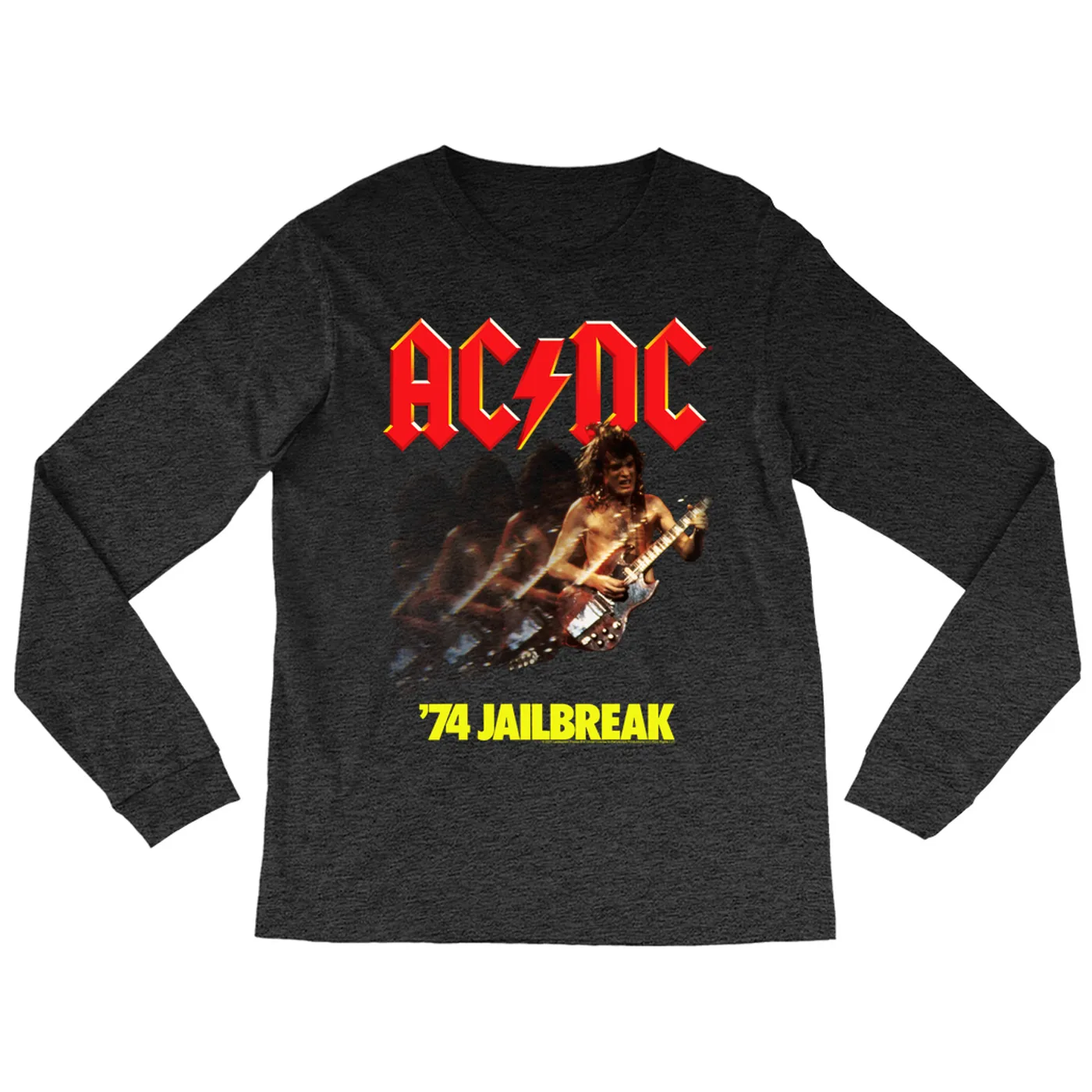 AC/DC Heather Long Sleeve Shirt | JailBreak '74 Album Art ACDC Shirt