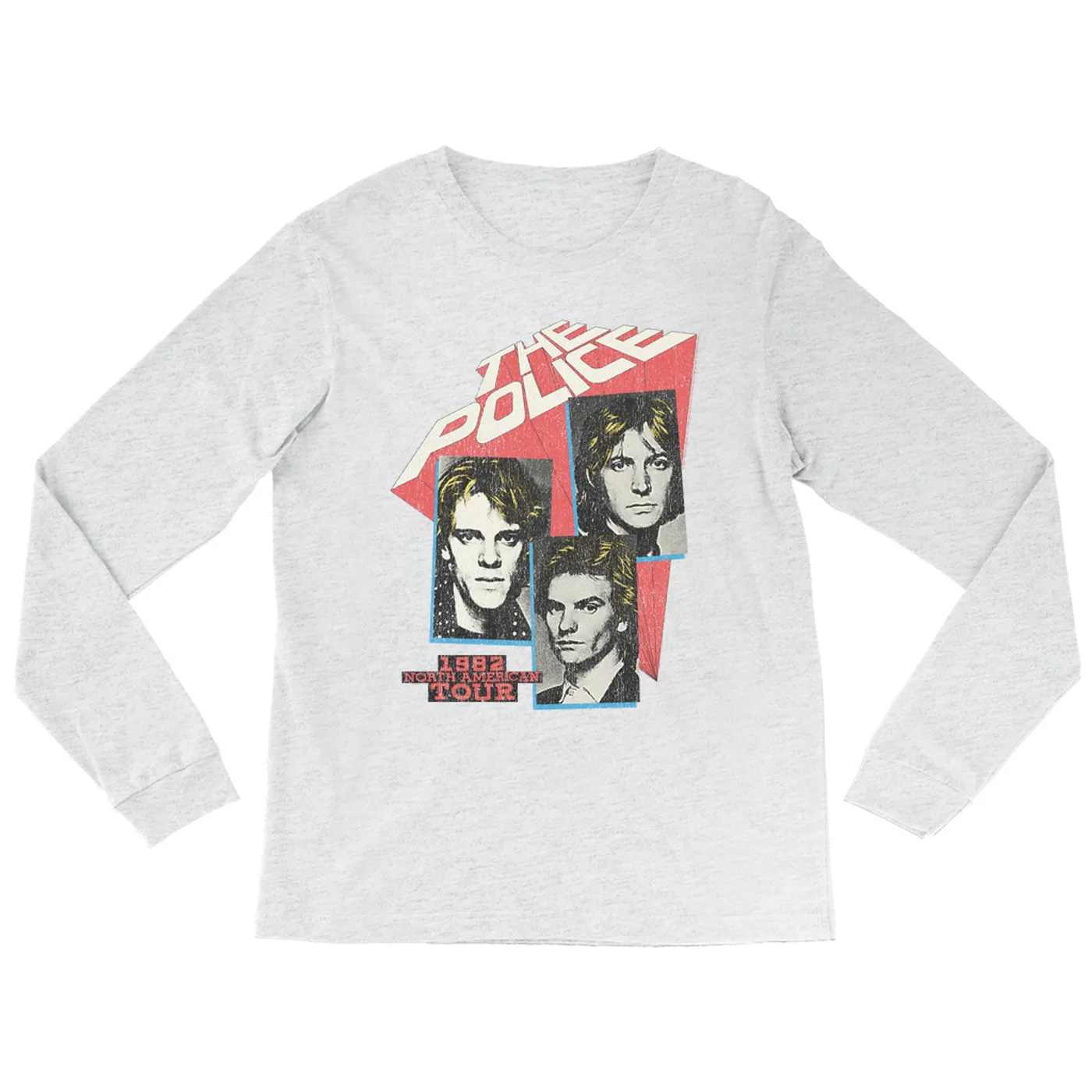 The Police Heather Long Sleeve Shirt | 1982 North American Tour Distressed The Police Shirt