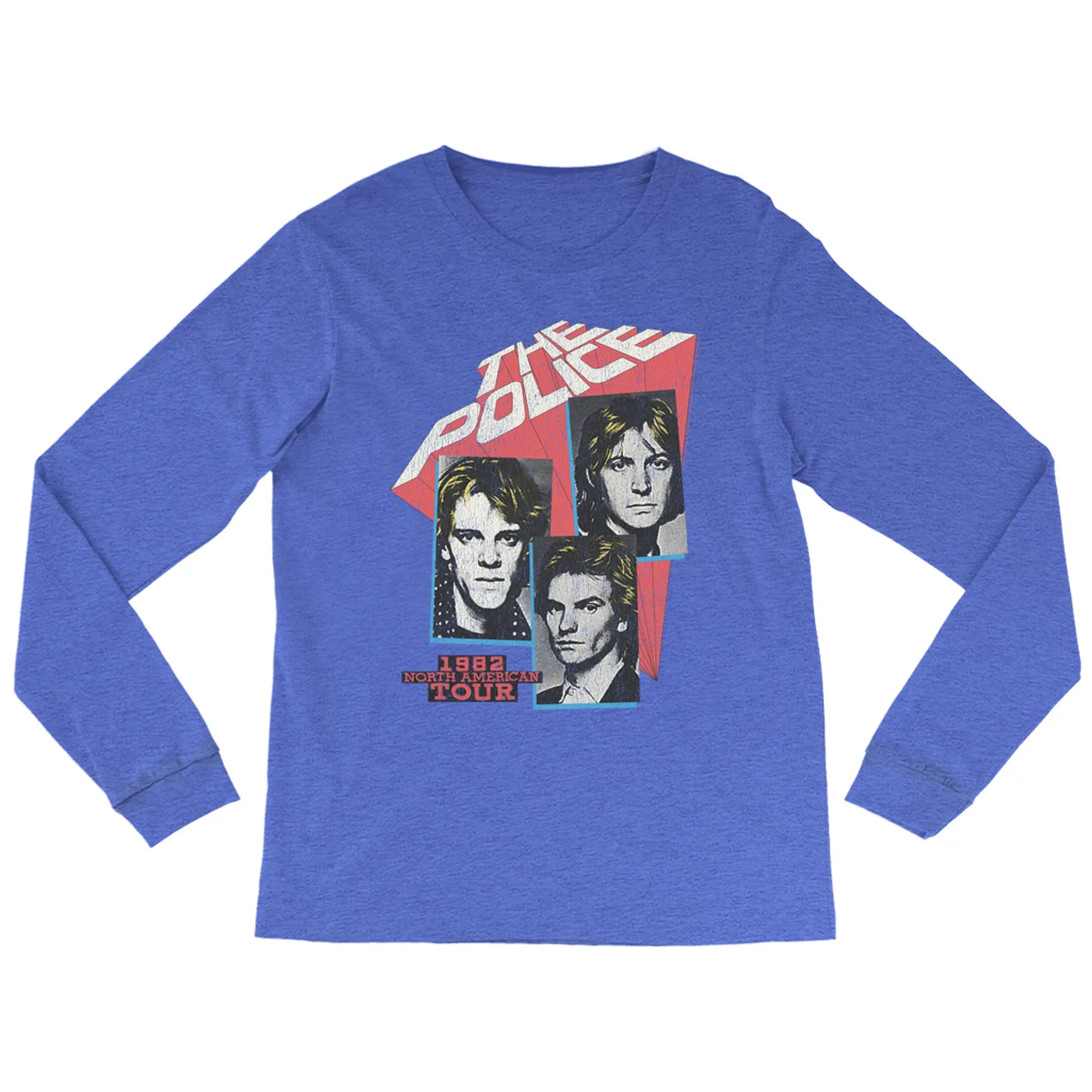 The Police Heather Long Sleeve Shirt | 1982 North American Tour Distressed The Police Shirt