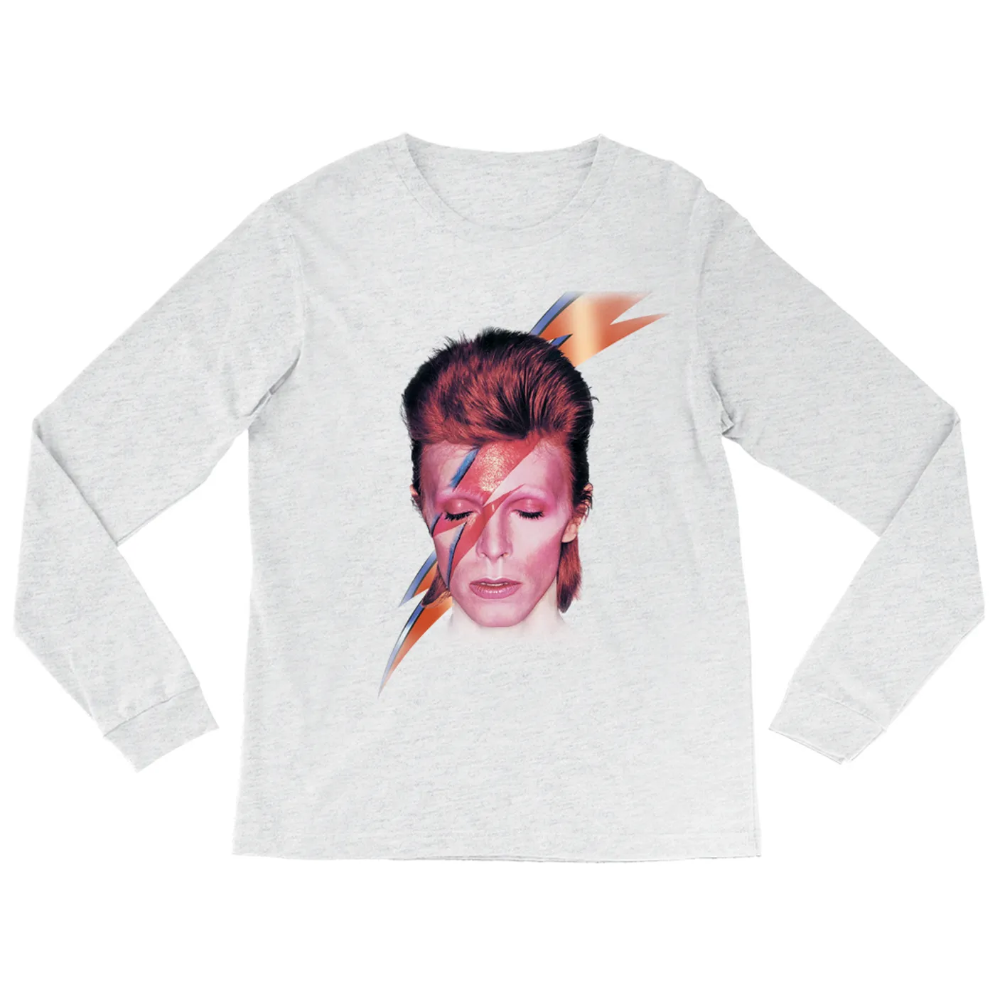 David Bowie Heather Long Sleeve Shirt | Aladdin Sane With Lightning Bolt Design David Bowie Shirt