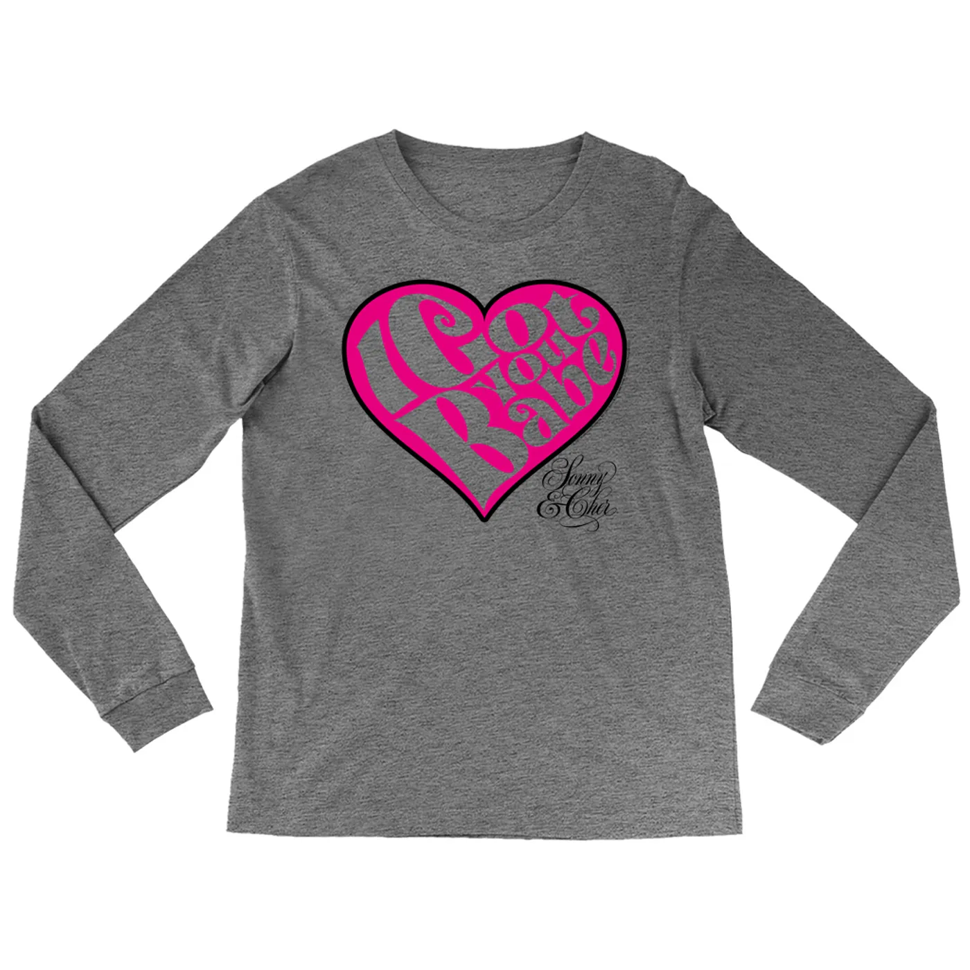 Sonny & Cher Heather Long Sleeve Shirt | I Got You Babe Heart And Logo Sonny and Cher Shirt (Merchbar Exclusive)