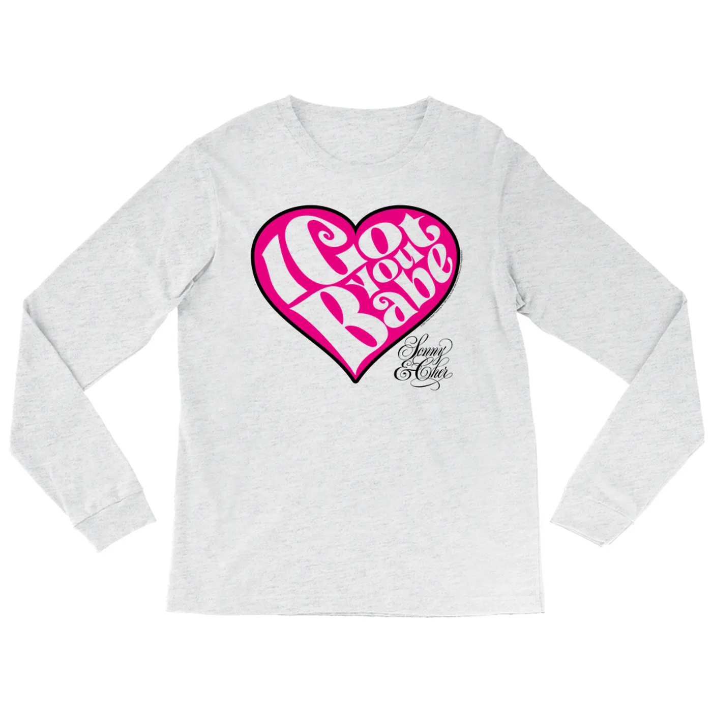 Sonny & Cher Heather Long Sleeve Shirt | I Got You Babe Heart And Logo Sonny and Cher Shirt (Merchbar Exclusive)