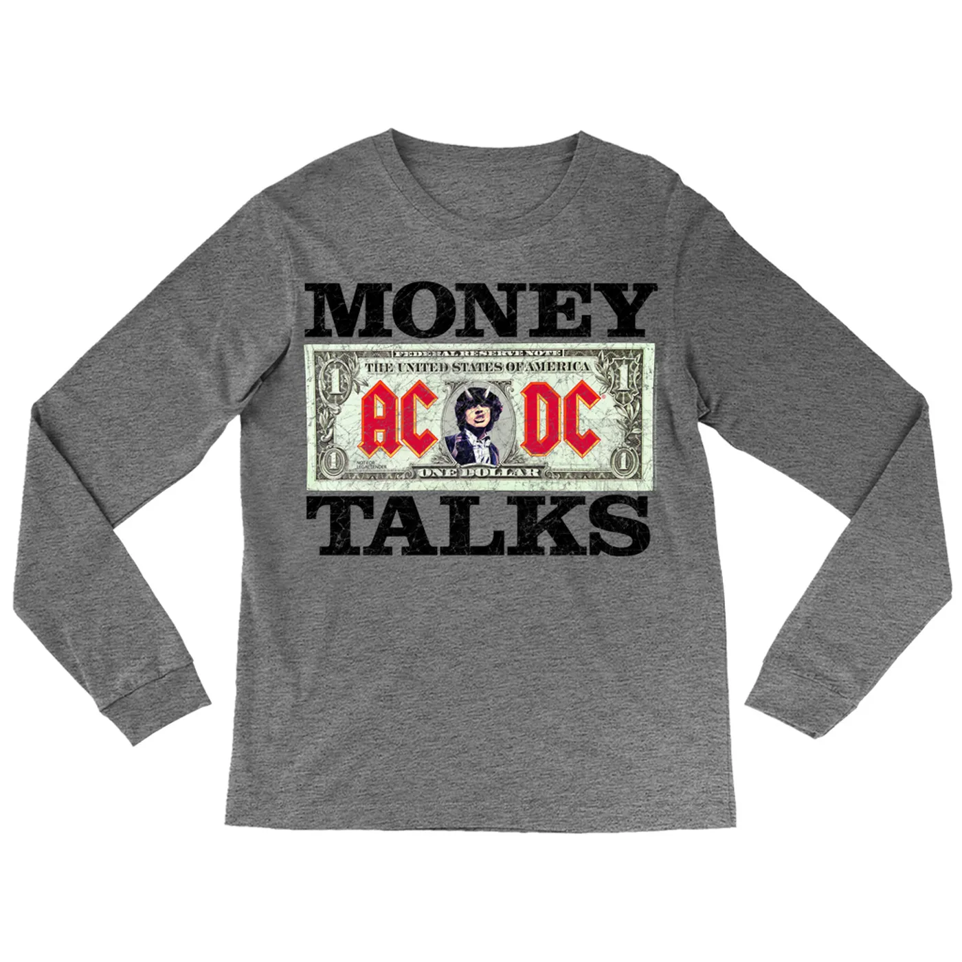 AC/DC Heather Long Sleeve Shirt | Money Talks Design ACDC Shirt