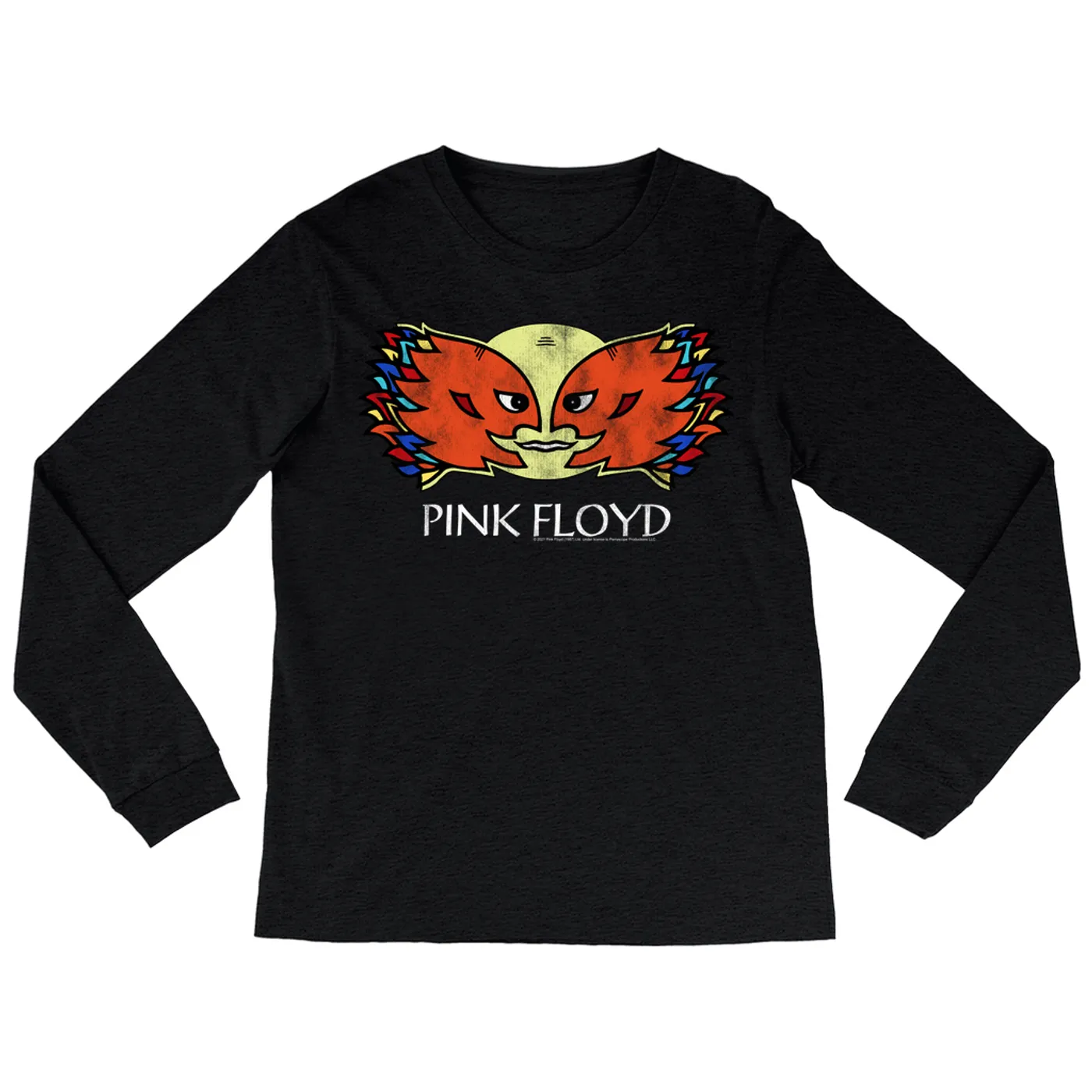 Pink Floyd Heather Long Sleeve Shirt | Pink Floyd Airship Blimp 1994 Division Bell Tour Distressed Pink Floyd Shirt (Merchbar Exclusive)