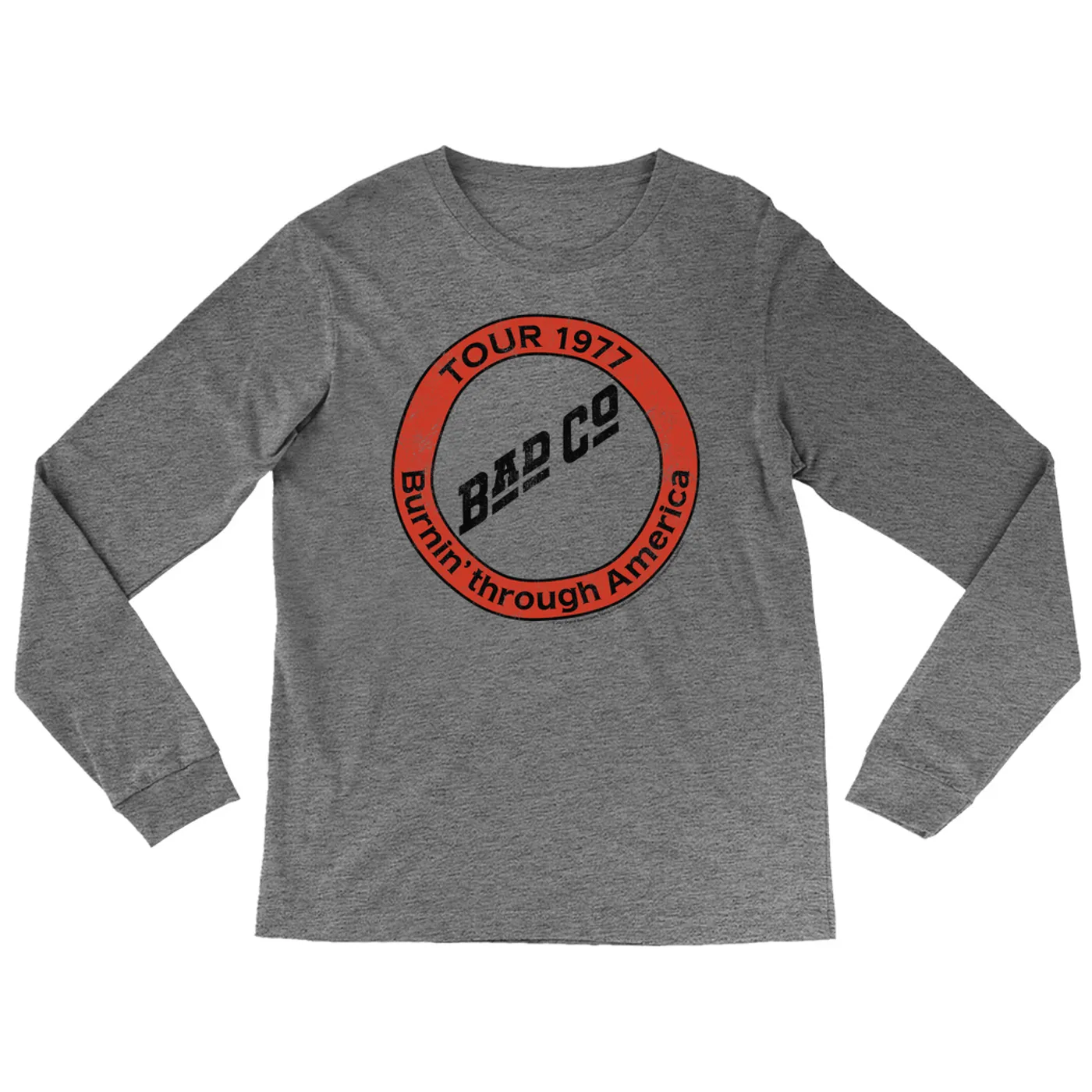 Bad Company Heather Long Sleeve Shirt | Burnin Sky Tour 1977 Distressed Bad Company Shirt