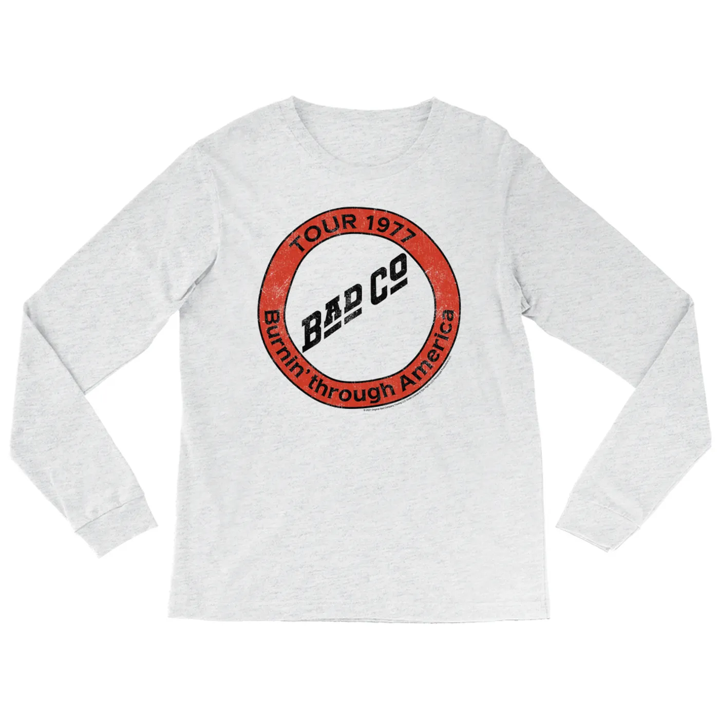 Bad Company Heather Long Sleeve Shirt | Burnin Sky Tour 1977 Distressed Bad Company Shirt