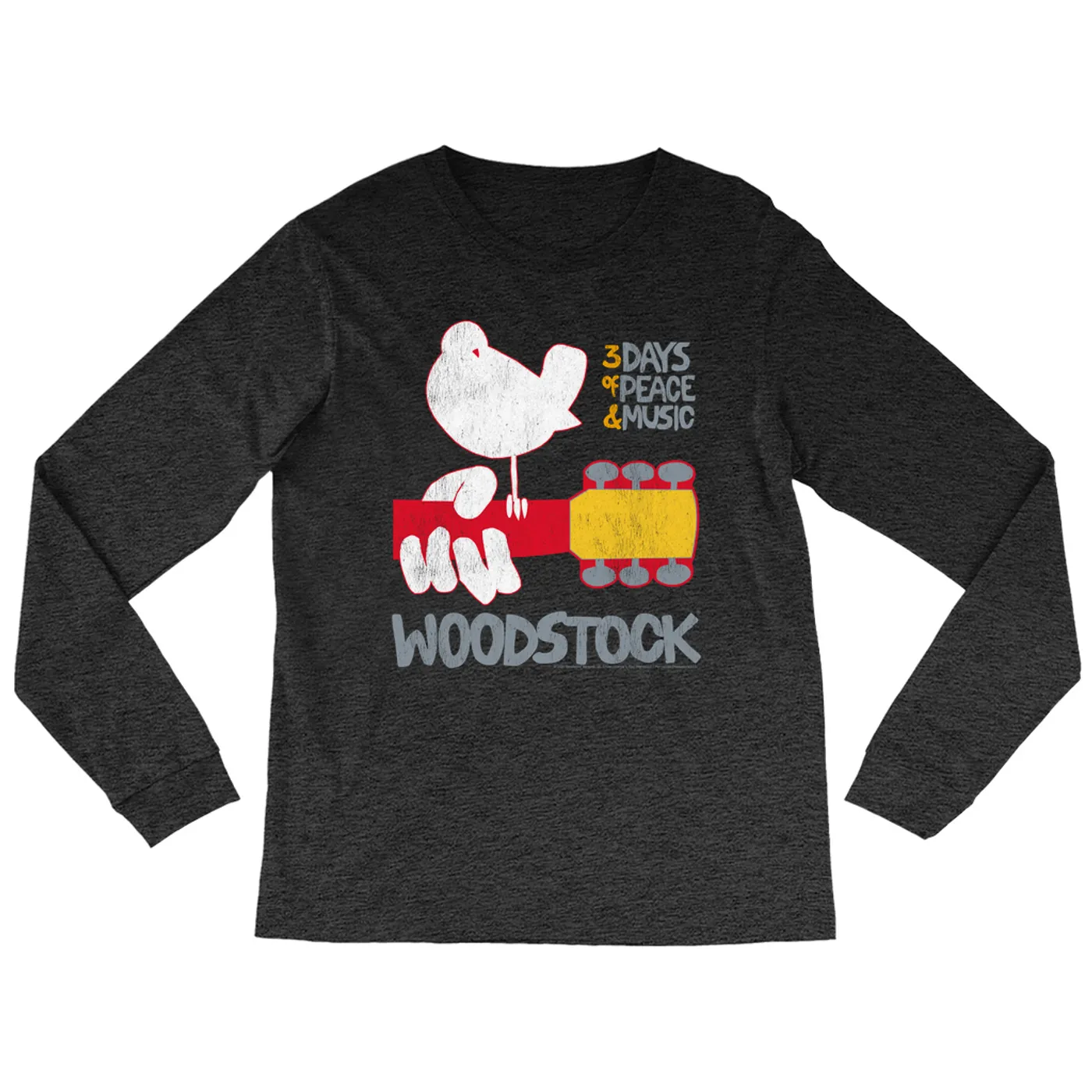 Woodstock Heather Long Sleeve Shirt | 3 Days Of Peace And Music Logo Woodstock Shirt