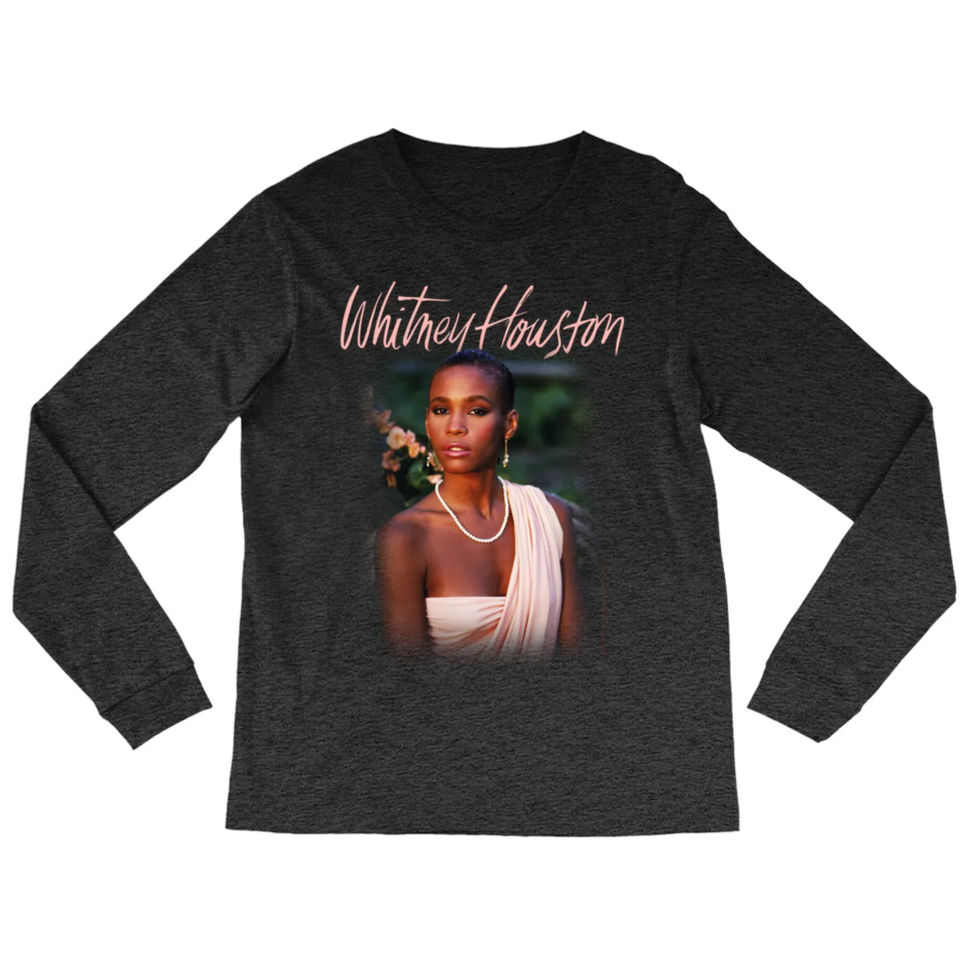 Whitney Houston Heather Long Sleeve Shirt | 1985 Album Cover Design Whitney Houston Shirt