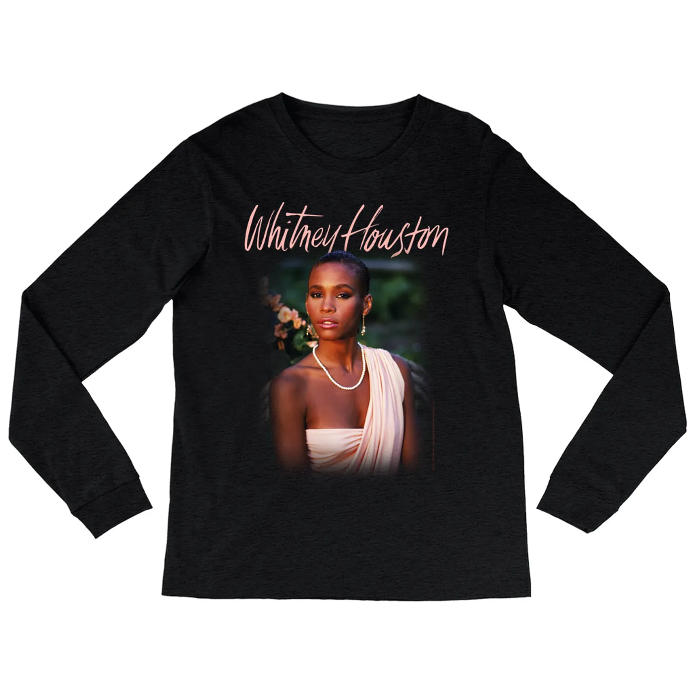 Whitney Houston Heather Long Sleeve Shirt | 1985 Album Cover Design Whitney Houston Shirt