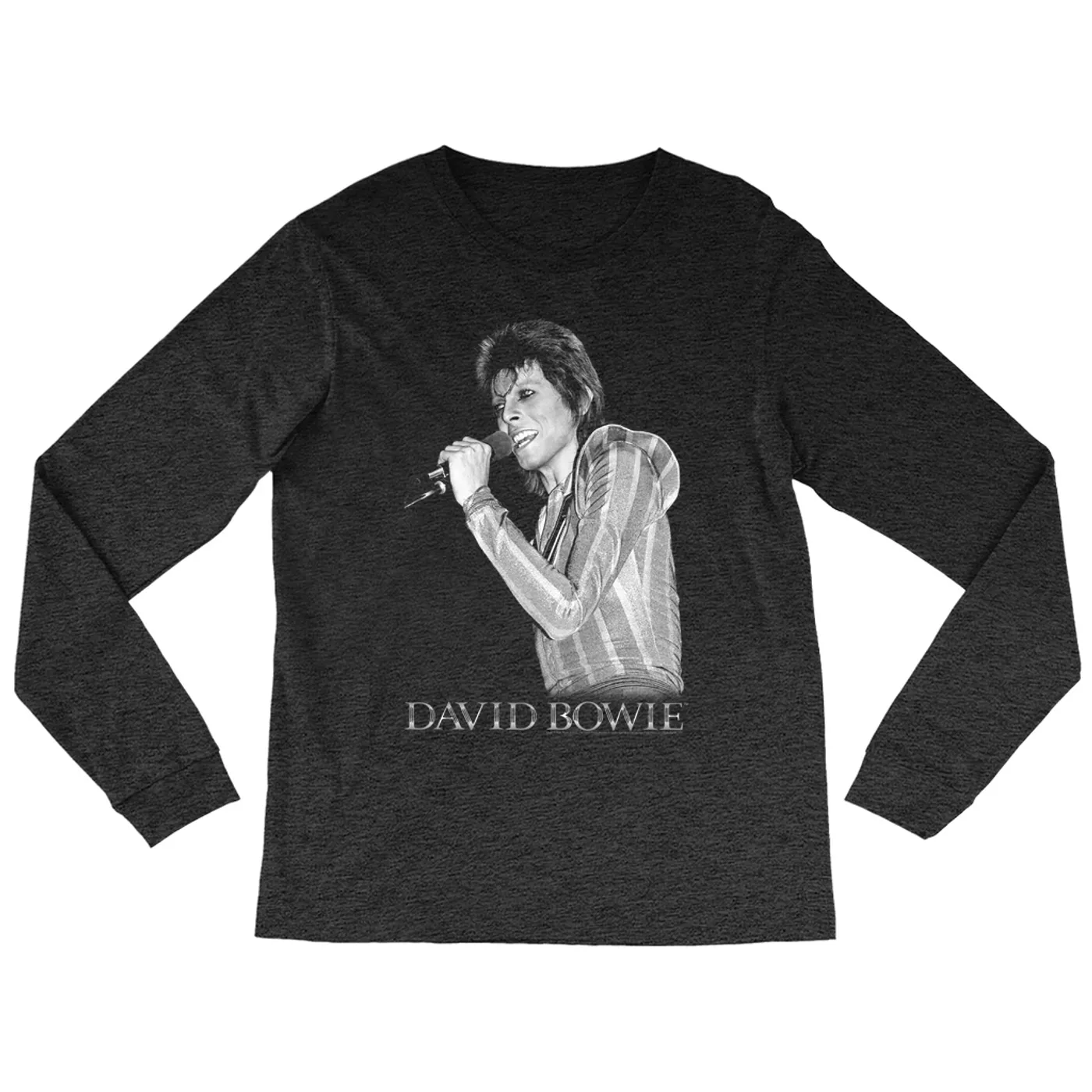 David Bowie Heather Long Sleeve Shirt | Ziggy Stardust On Stage Singing David Bowie Shirt (Merchbar Exclusive)