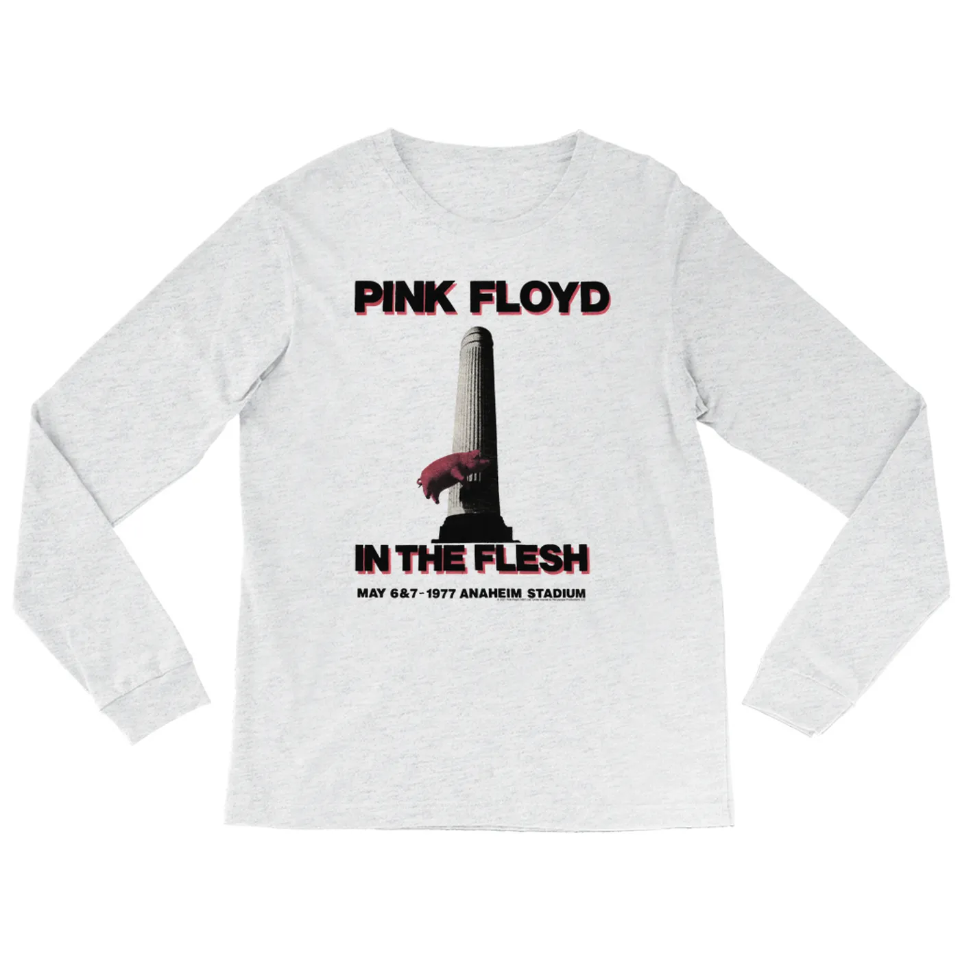 Pink Floyd Heather Long Sleeve Shirt | In The Flesh 1977 Anaheim Stadium Concert Pink Floyd Shirt