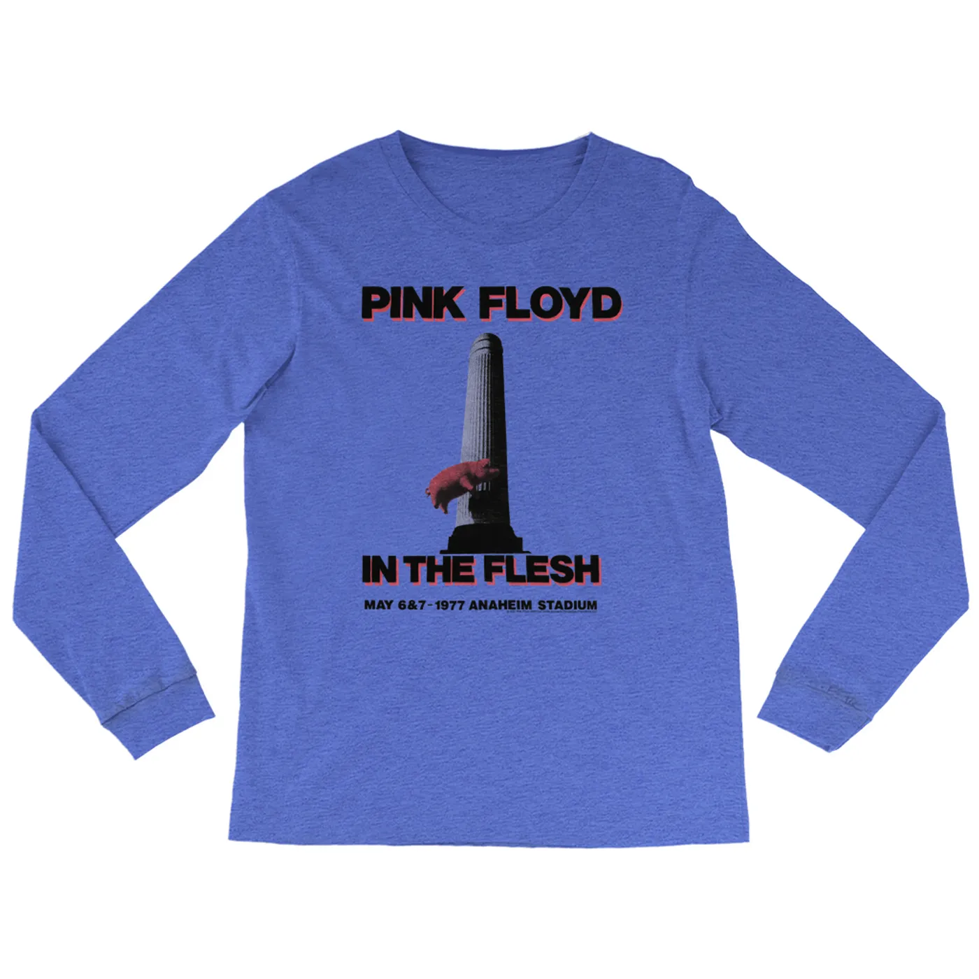Pink Floyd Heather Long Sleeve Shirt | In The Flesh 1977 Anaheim Stadium Concert Pink Floyd Shirt
