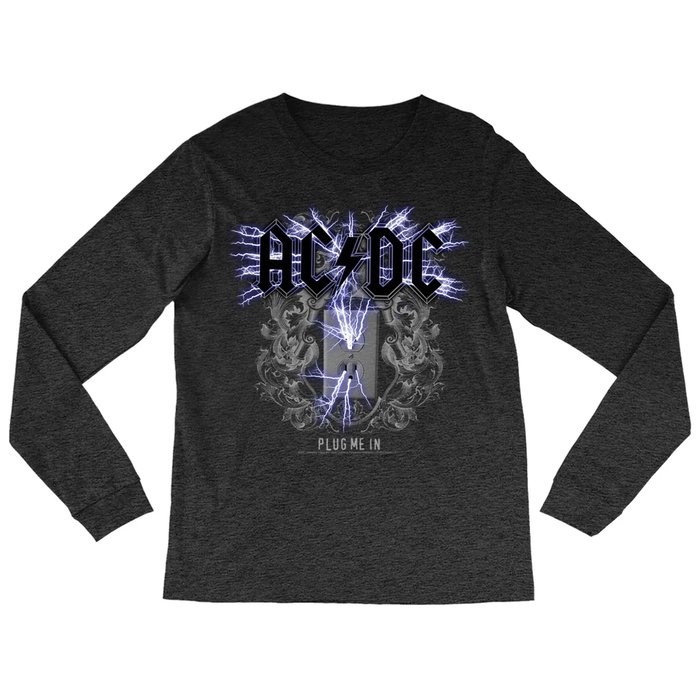 AC/DC Heather Long Sleeve Shirt | Plug Me In Design ACDC Shirt