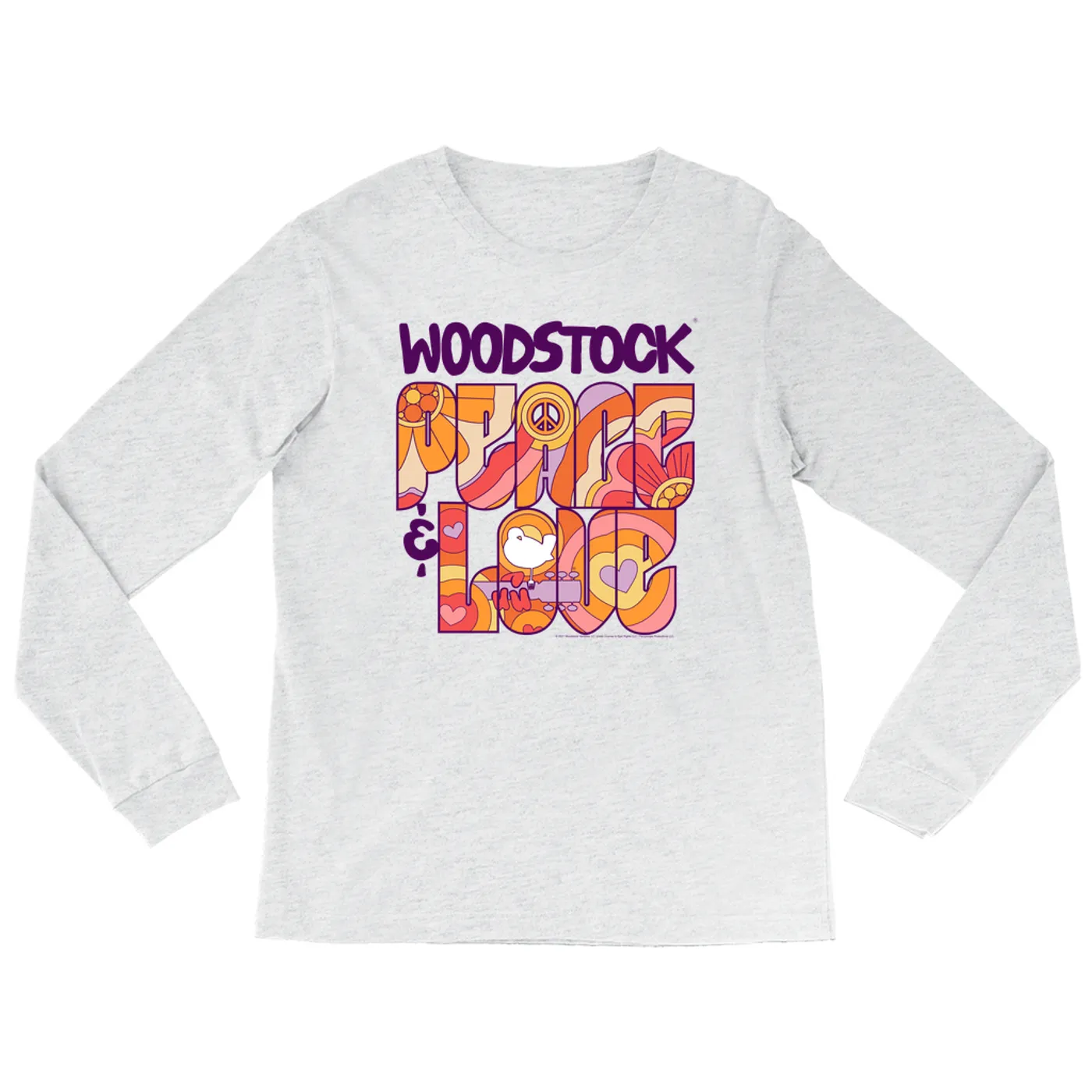 Woodstock Heather Long Sleeve Shirt | Peace And Love Groovy Design Woodstock Shirt