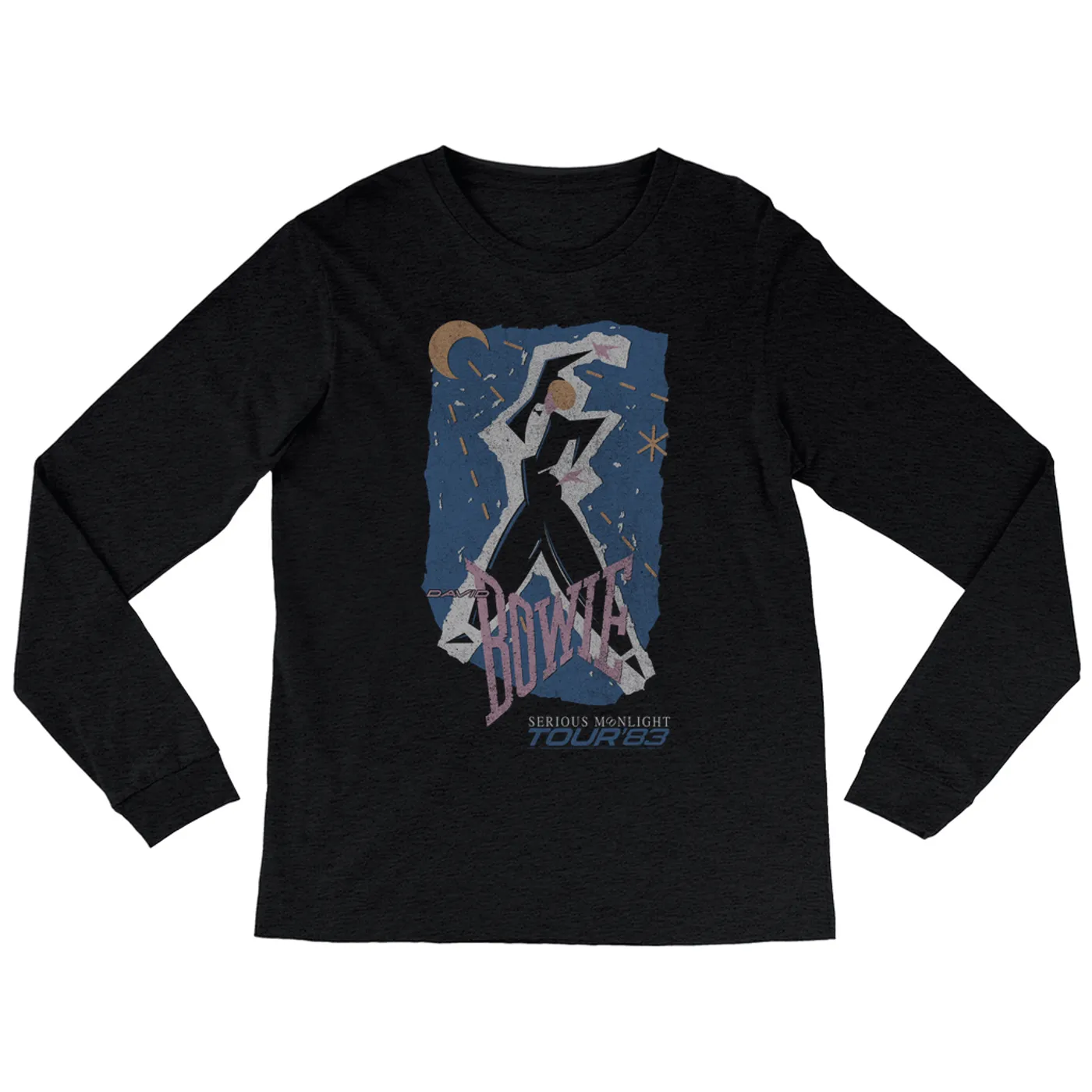 David Bowie Heather Long Sleeve Shirt | Serious Moonlight Tour 1983 Design David Bowie Shirt