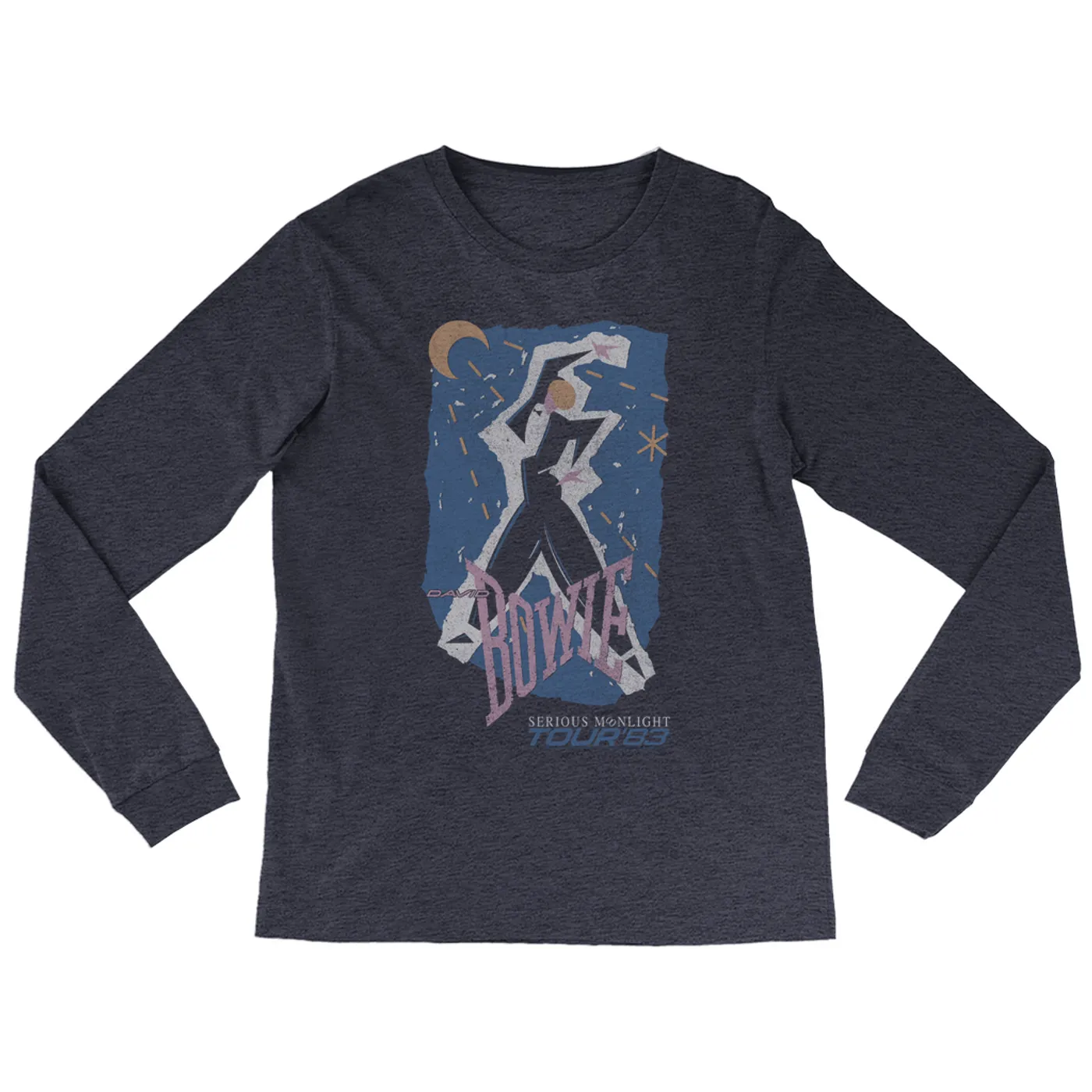David Bowie Heather Long Sleeve Shirt | Serious Moonlight Tour 1983 Design David Bowie Shirt