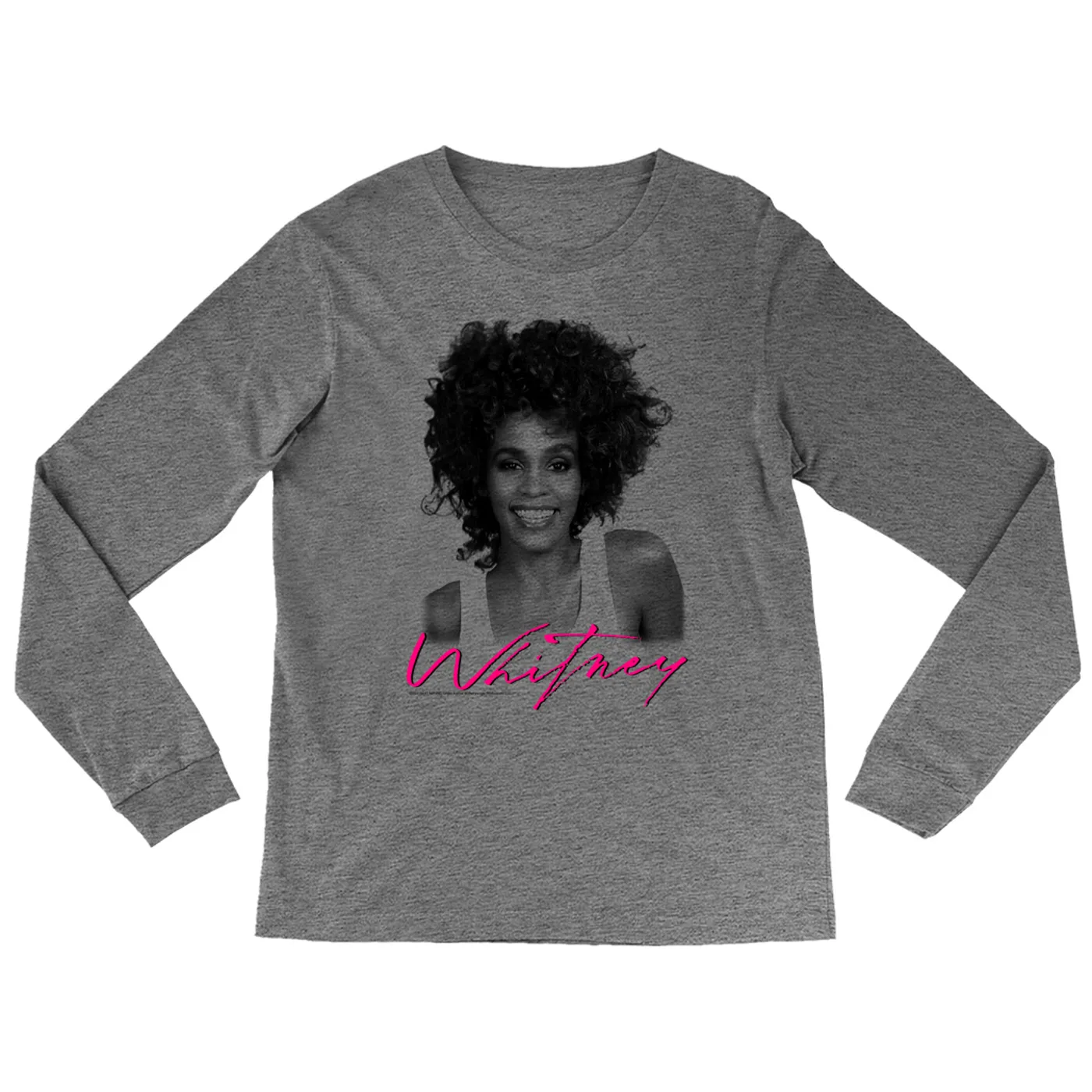 Whitney Houston Heather Long Sleeve Shirt | I Wanna Dance With Somebody Album Photo And Logo Whitney Houston Shirt