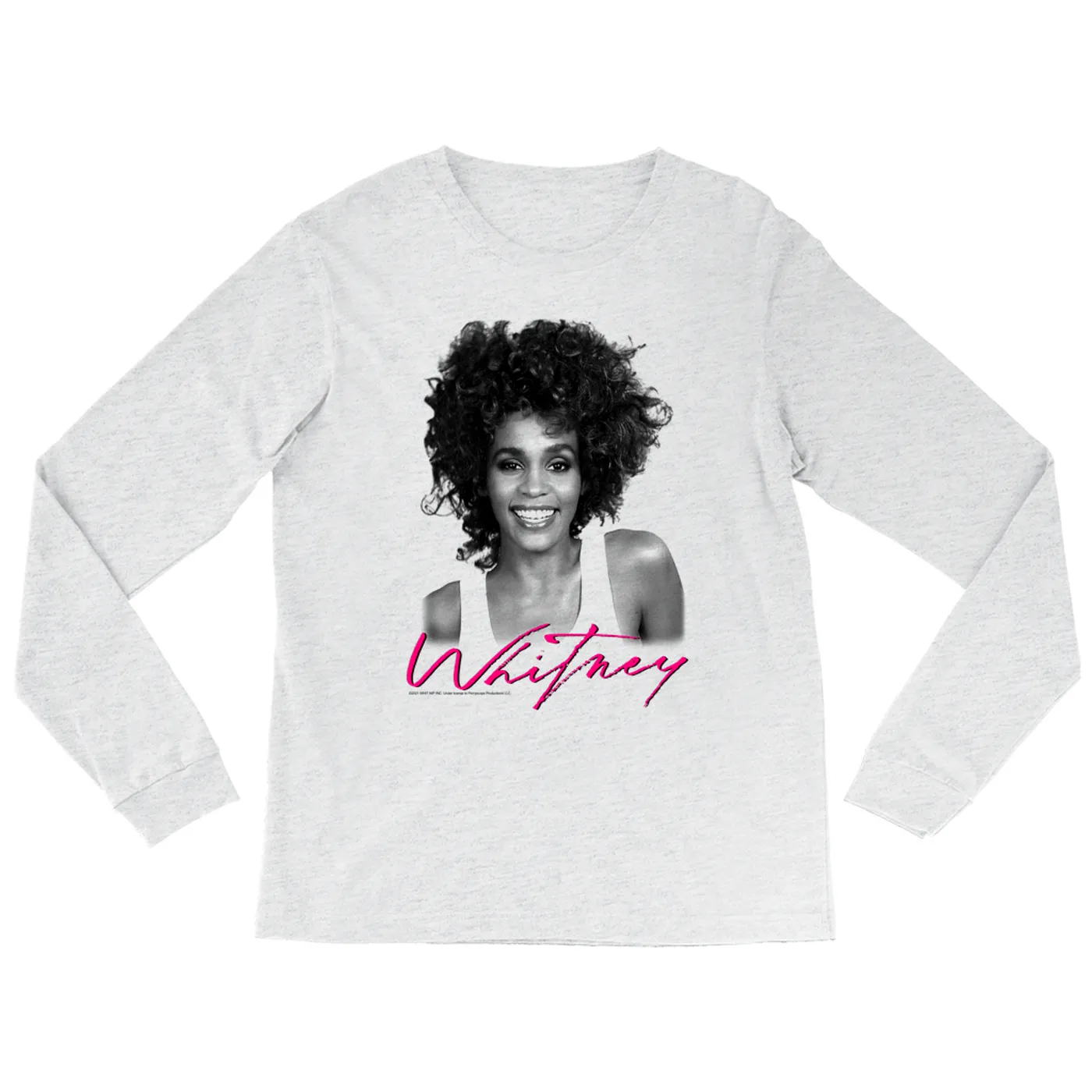 Whitney Houston Heather Long Sleeve Shirt | I Wanna Dance With Somebody Album Photo And Logo Whitney Houston Shirt