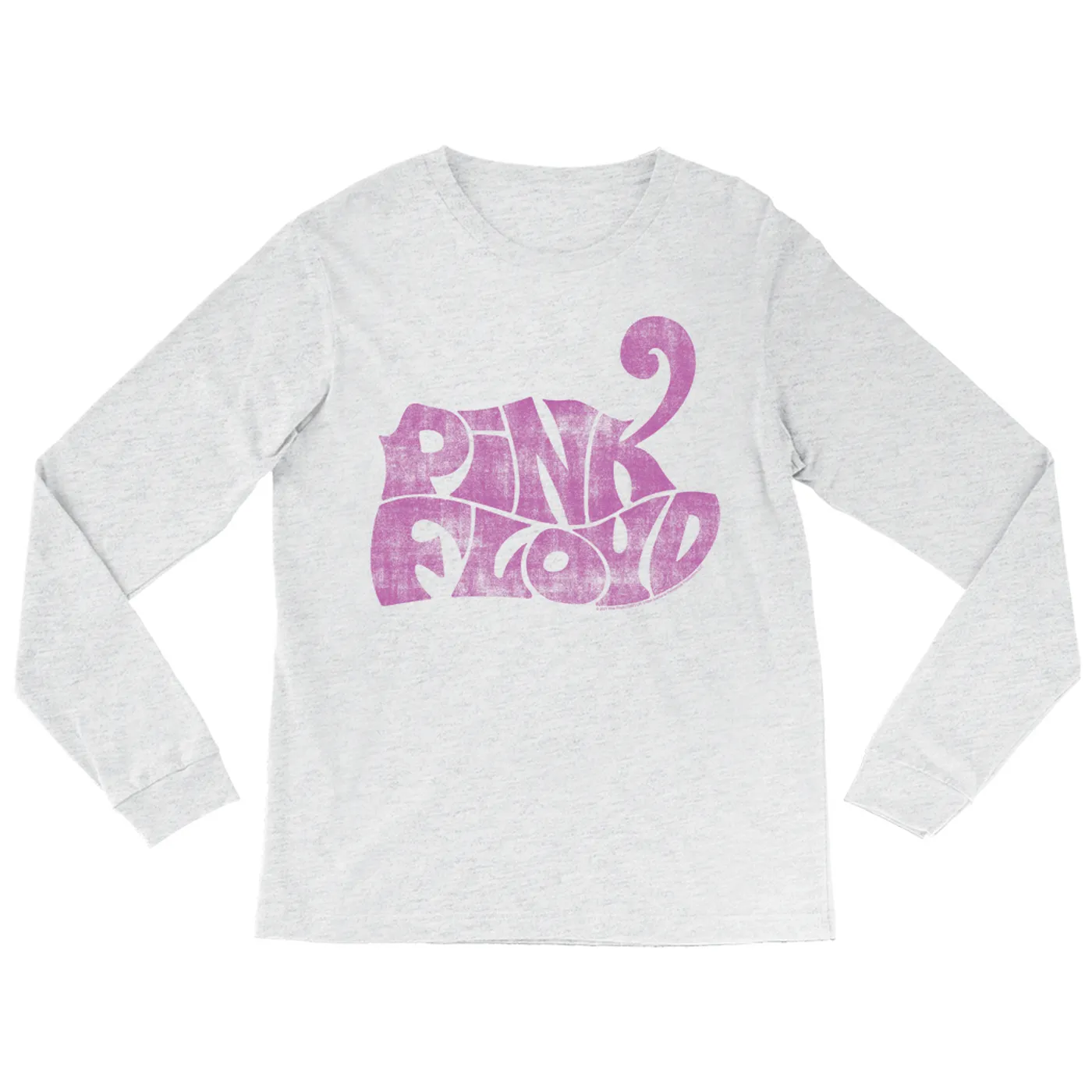 Pink Floyd Heather Long Sleeve Shirt | Groovy Logo Distressed Pink Pink Floyd Shirt