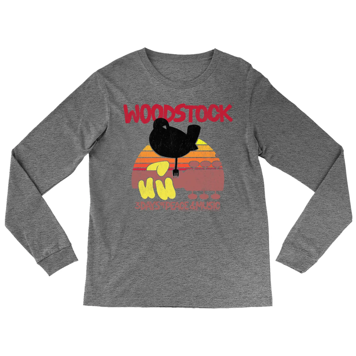 Woodstock Heather Long Sleeve Shirt | Bird And Guitar Woodstock Sunset Woodstock Shirt