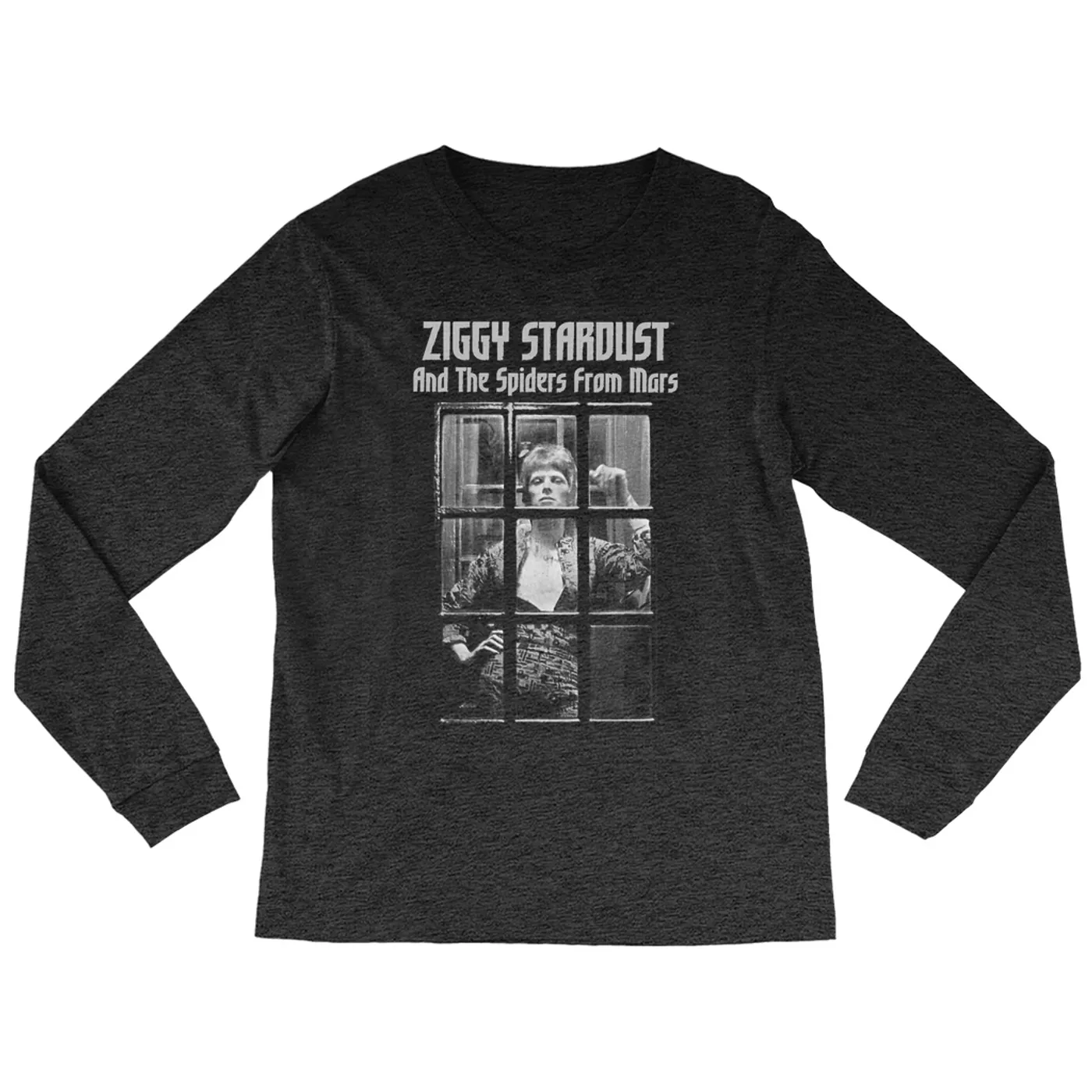 David Bowie Heather Long Sleeve Shirt | Ziggy Stardust And The Spiders From Mars Design White David Bowie Shirt