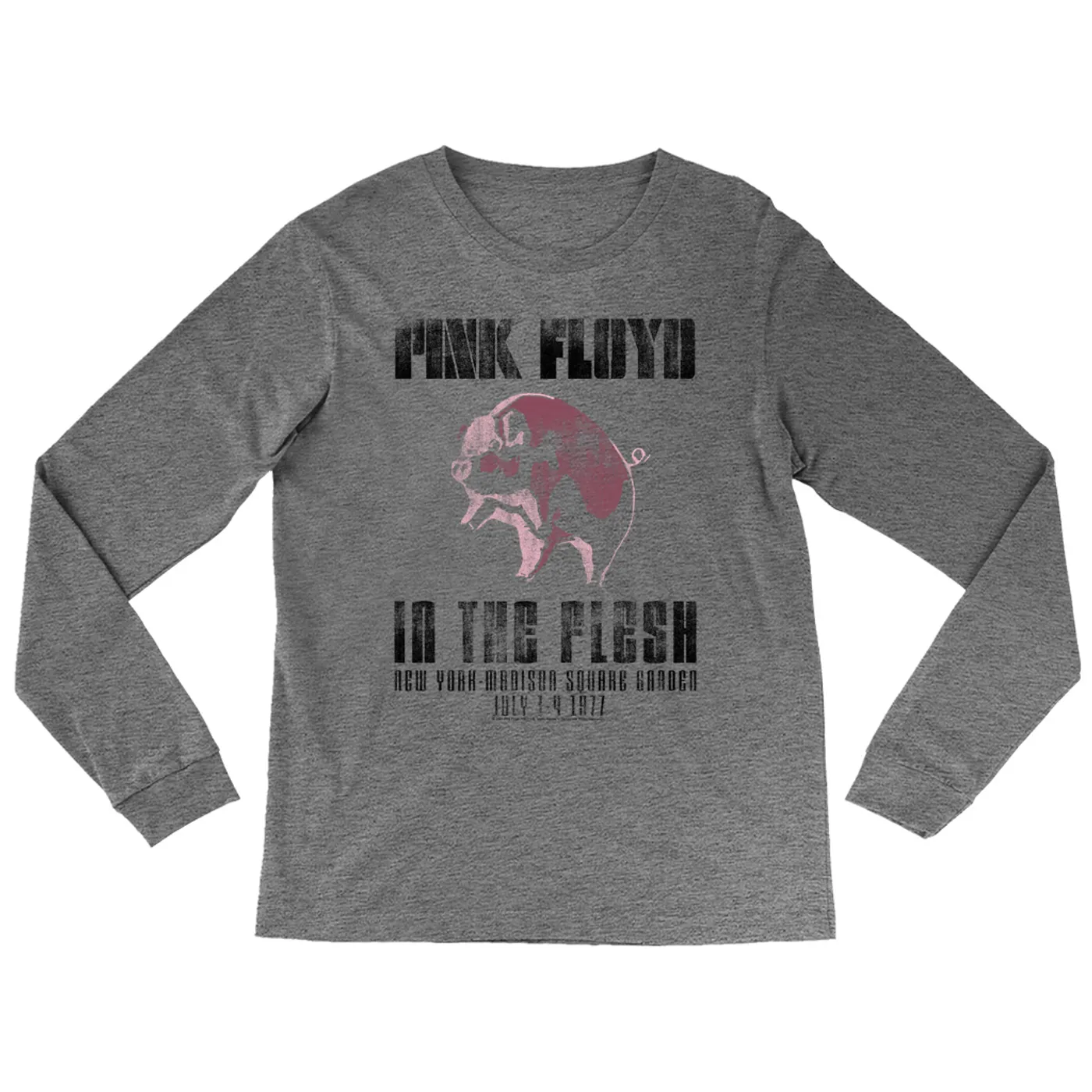 Pink Floyd Heather Long Sleeve Shirt | In The Flesh 1977 NYC Madison Square Garden Concert Pink Floyd Shirt