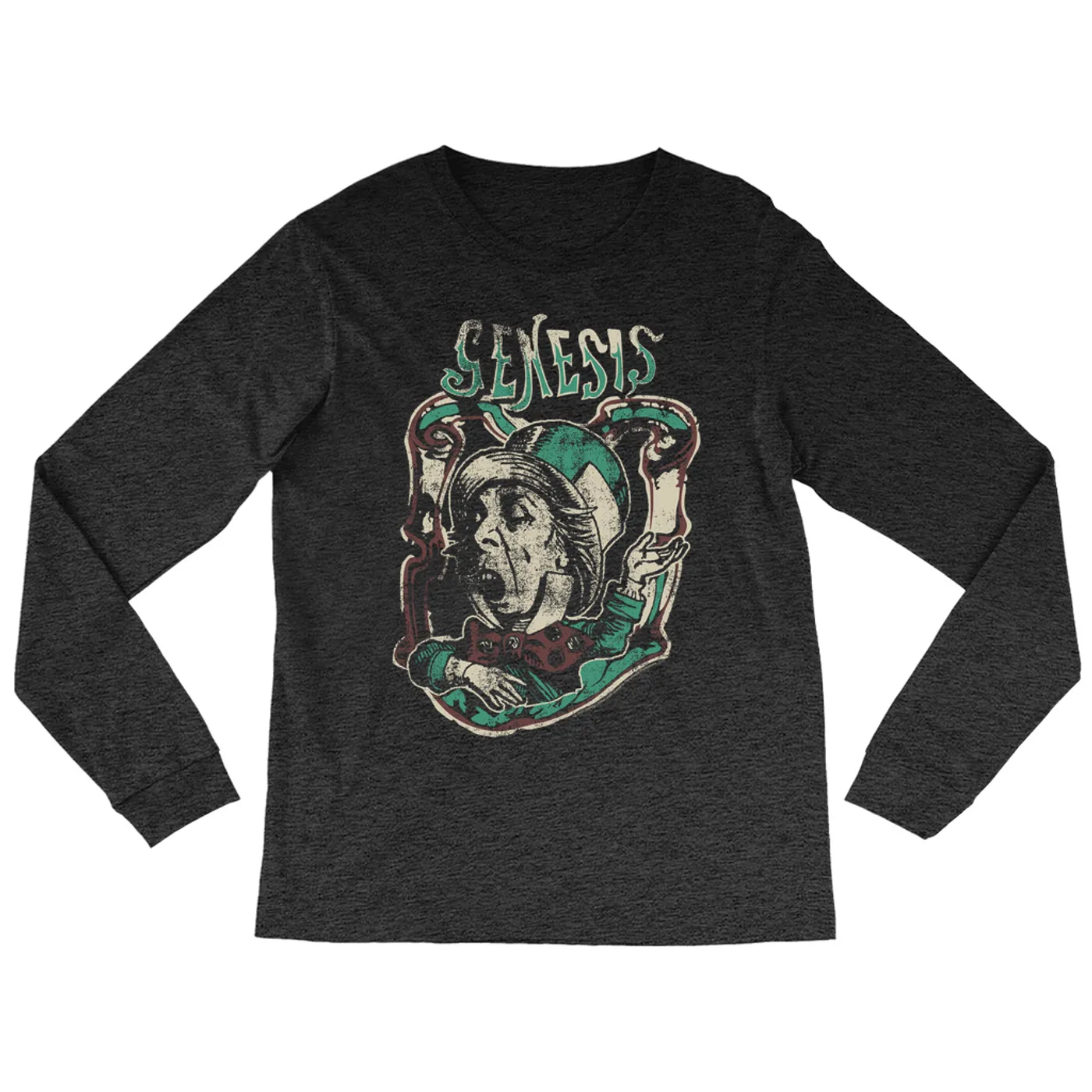 Genesis Heather Long Sleeve Shirt | Genesis And The Mad Hatter Distressed Genesis Shirt