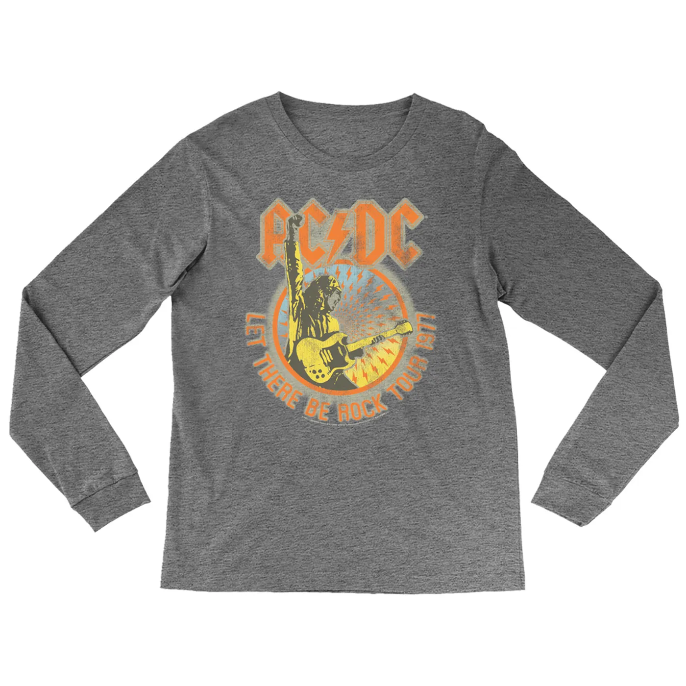 AC/DC Heather Long Sleeve Shirt | Let There Be Rock Tour 1977 ACDC Shirt