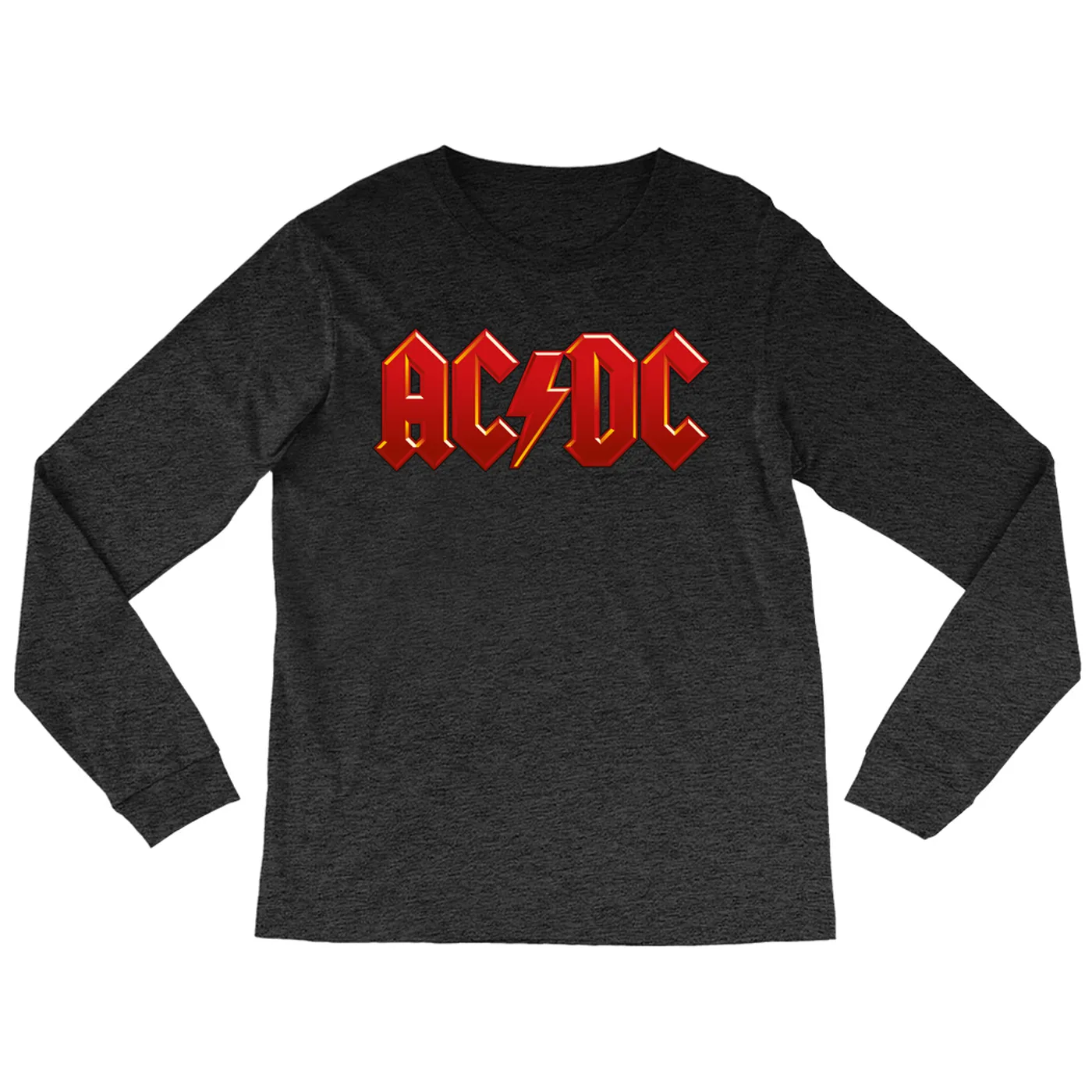 ACDC Heather Long Sleeve Shirt | AC/DC Classic Red and Yellow Logo ACDC Shirt
